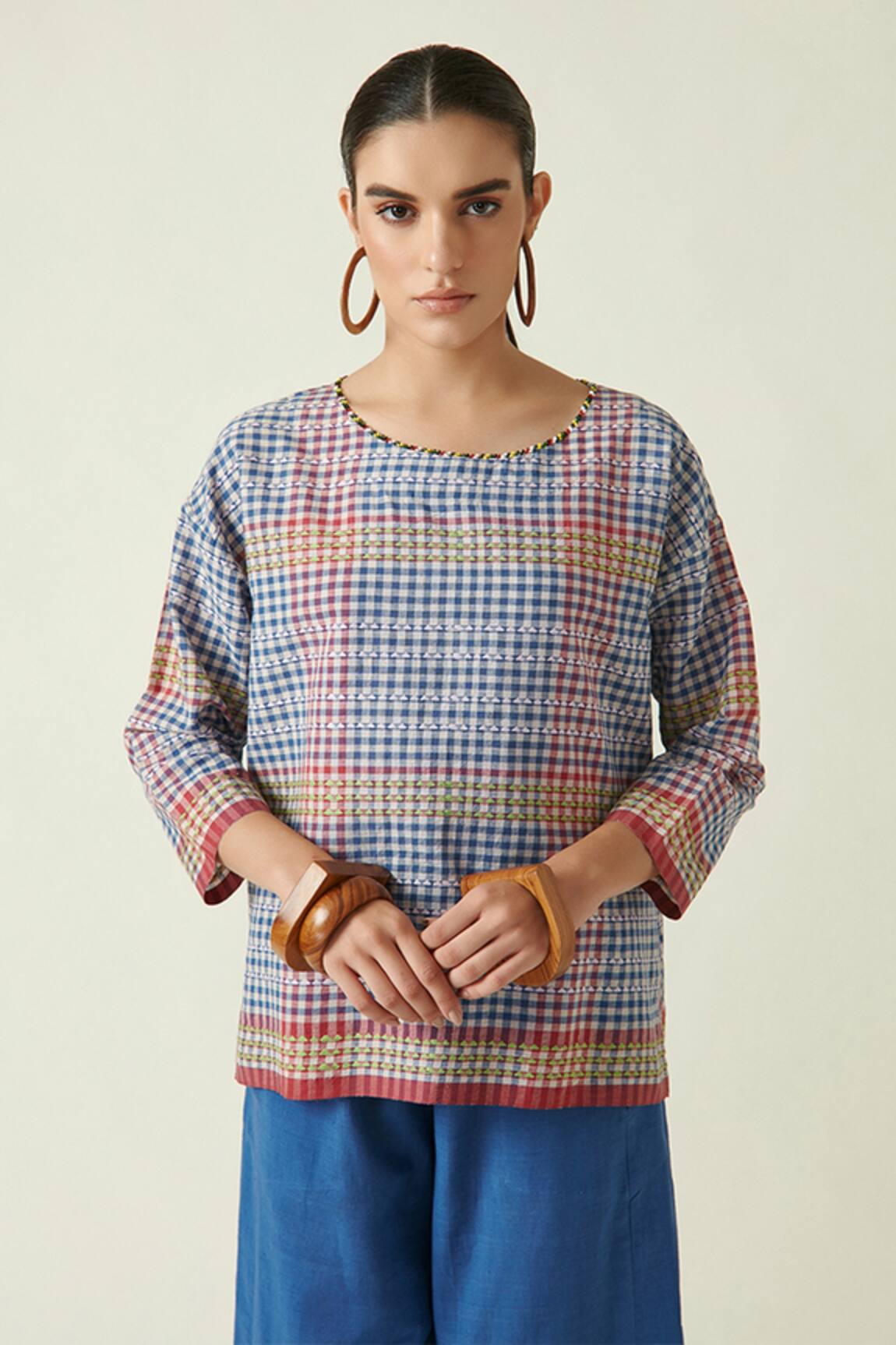 Payal Pratap Elephas Checkered Top 