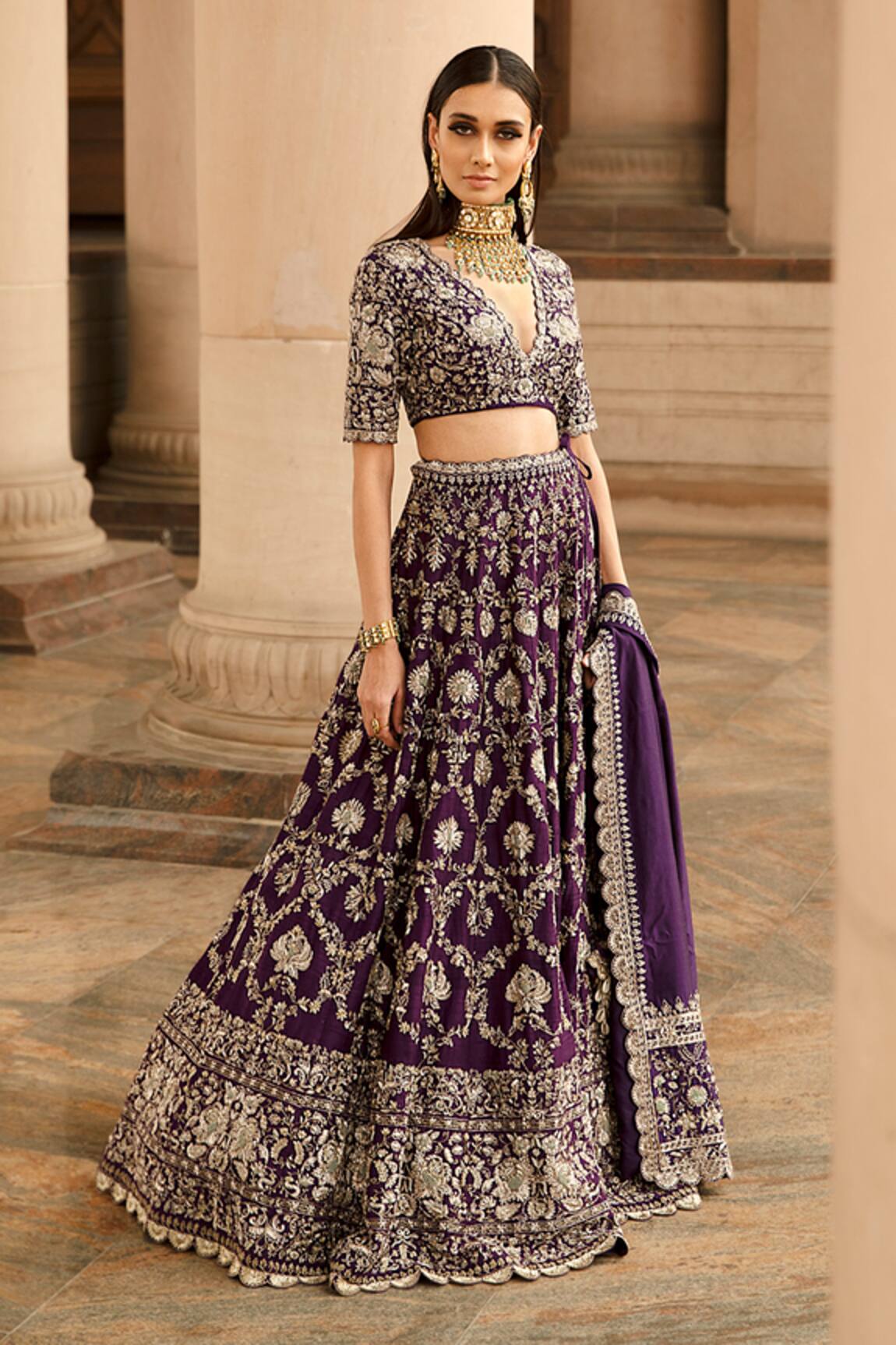 Jayanti Reddy Silk Embroidered Bridal Lehenga Set