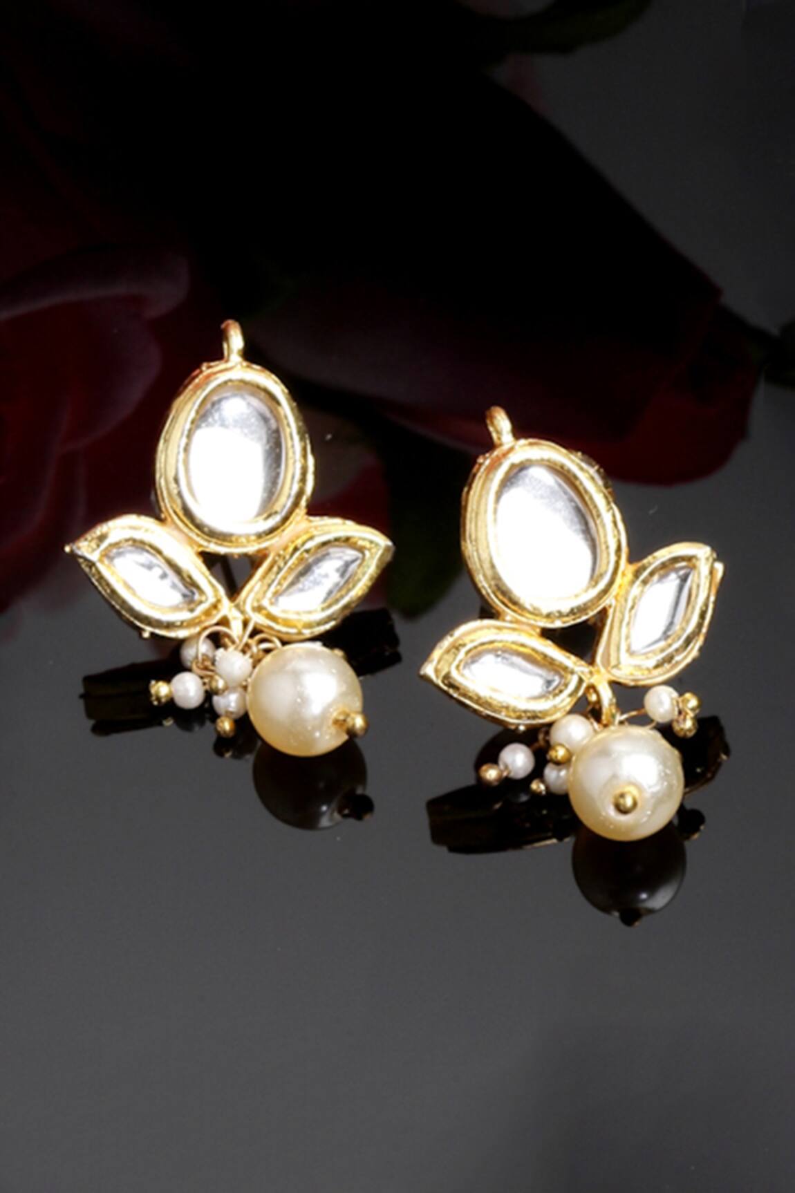 Dugran By Dugristyle Pearl Drop Kundan Earrings