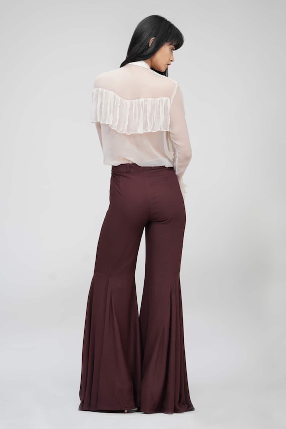 Buy Inej Black Rayon Flex Bell Bottom Trousers Online  Aza Fashions