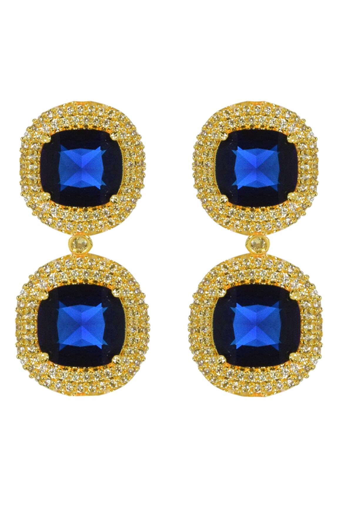 Tizora Tiered Stone Studded Drop Earrings 