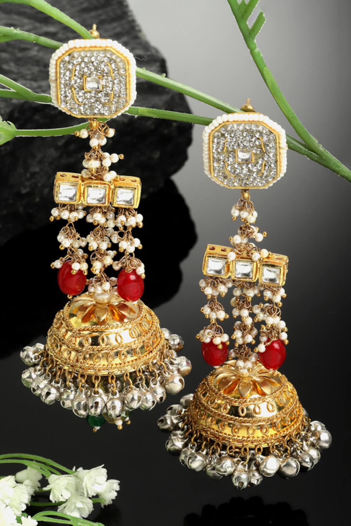 Dugran By Dugristyle Ghungroo Drop Long Jhumkis