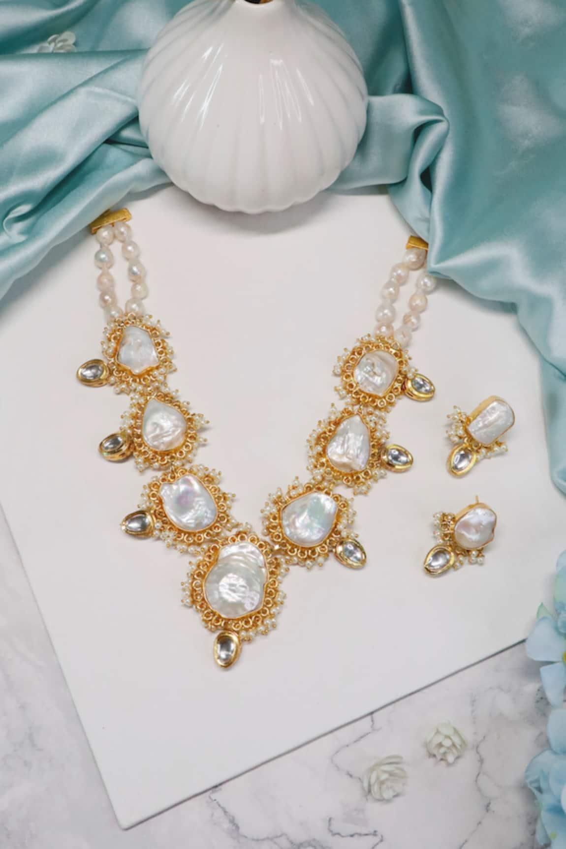 Ishhaara Baroque Pearl Necklace Set