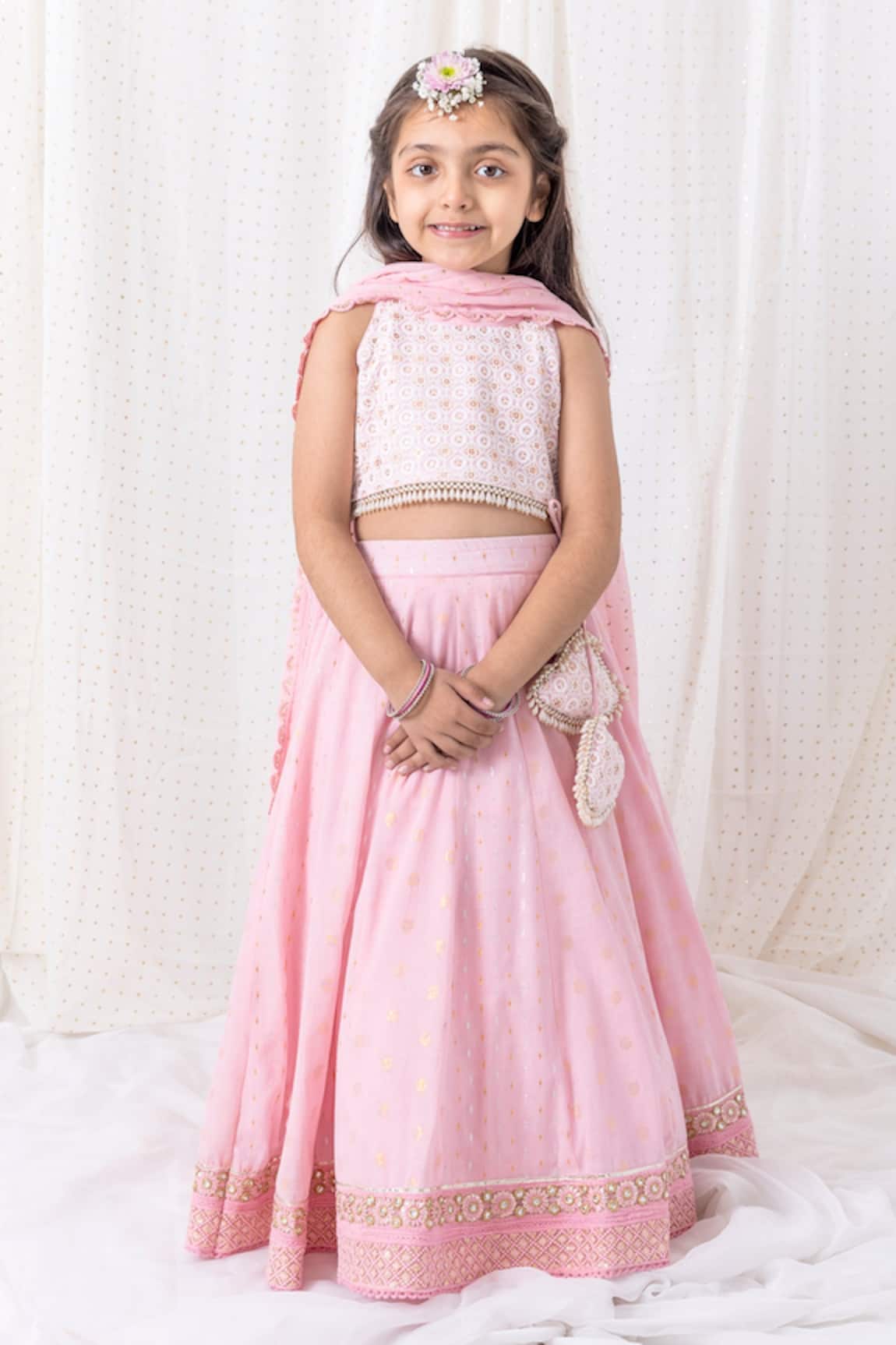 Chotibuti Embroidered Border Cotton Lehenga Set 