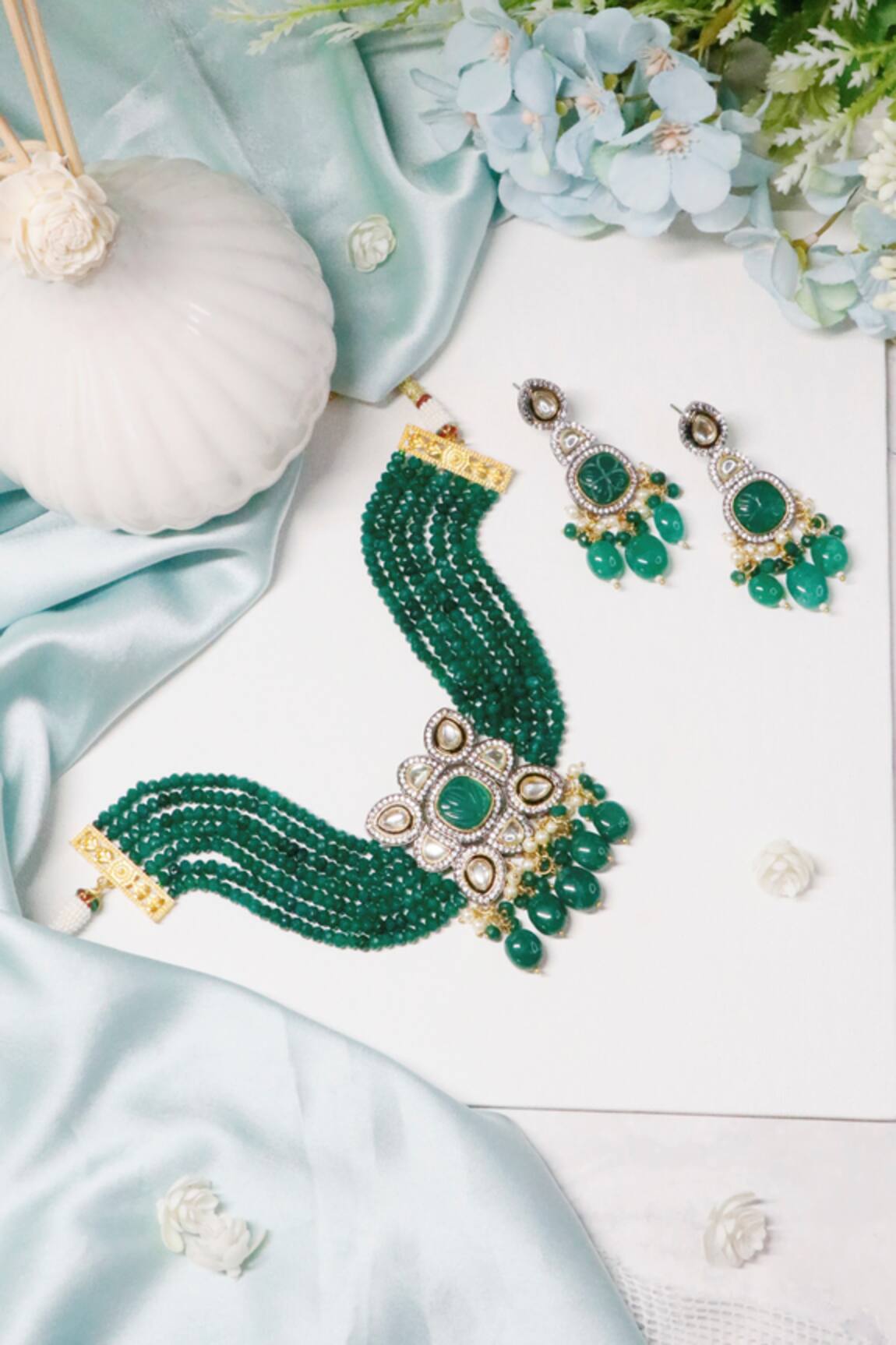 Ishhaara Layered Onyx Stone Necklace Set