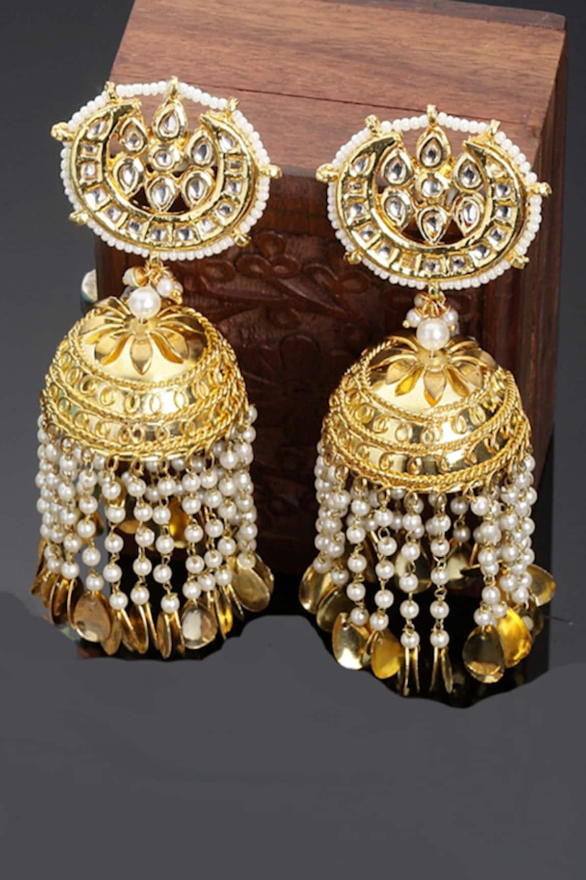 Dugran By Dugristyle Pearl Embellished Long Jhumkas
