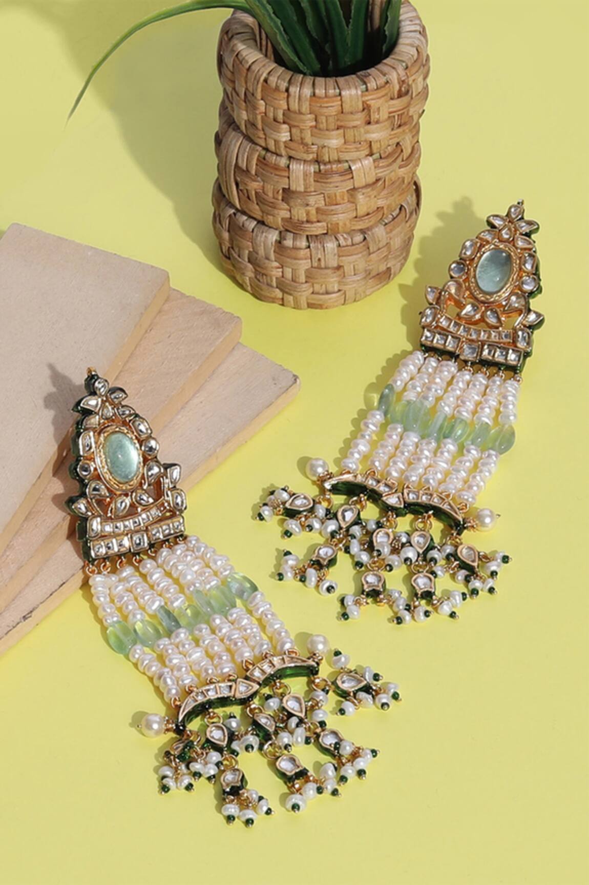 Auraa Trends Kundan Embellished Dangler Earrings