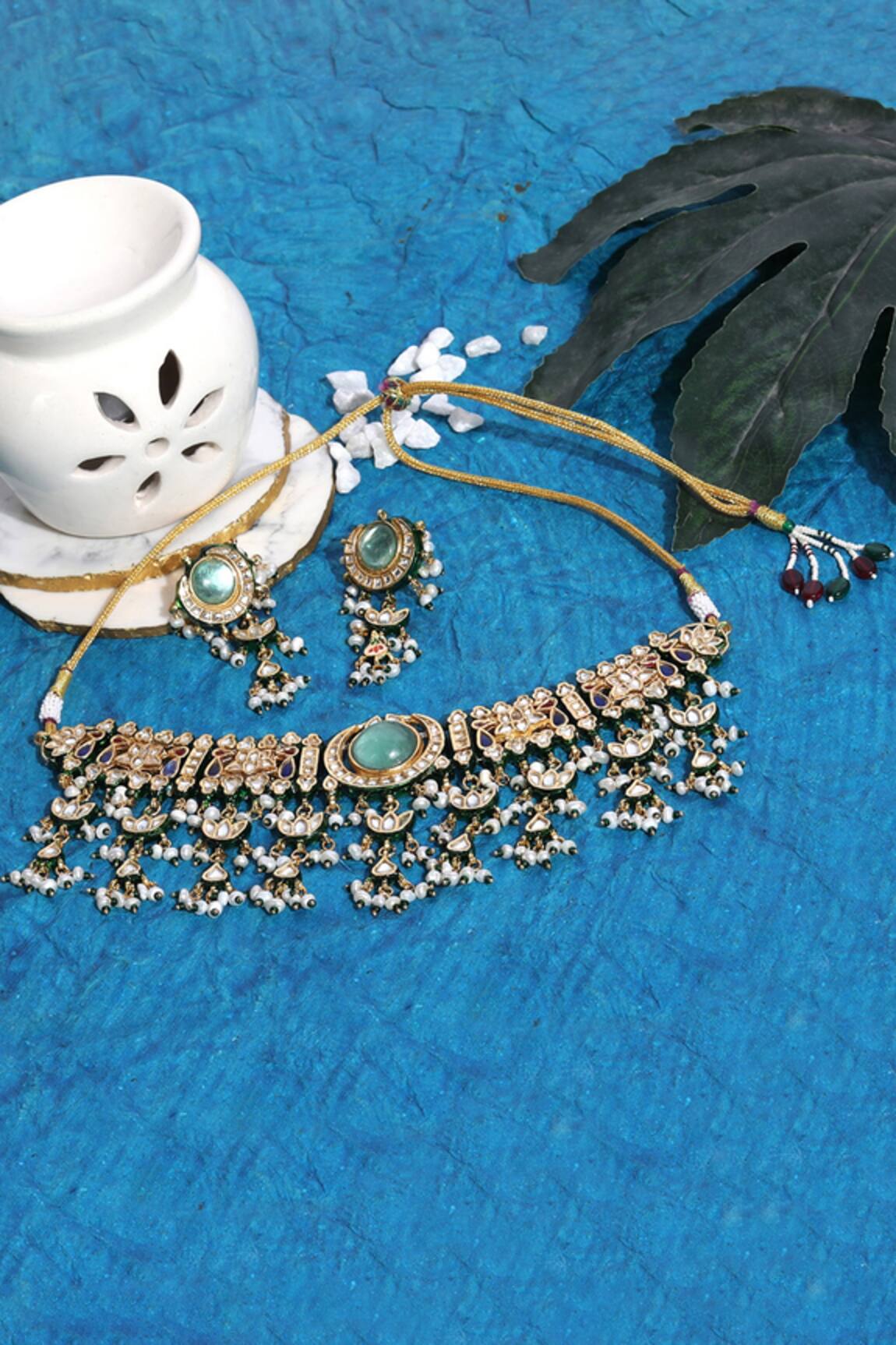 Auraa Trends Kundan Polki Embellished Choker Set