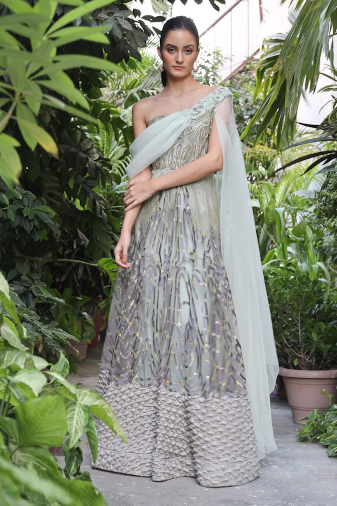 Geisha Designs Embroidered Gown