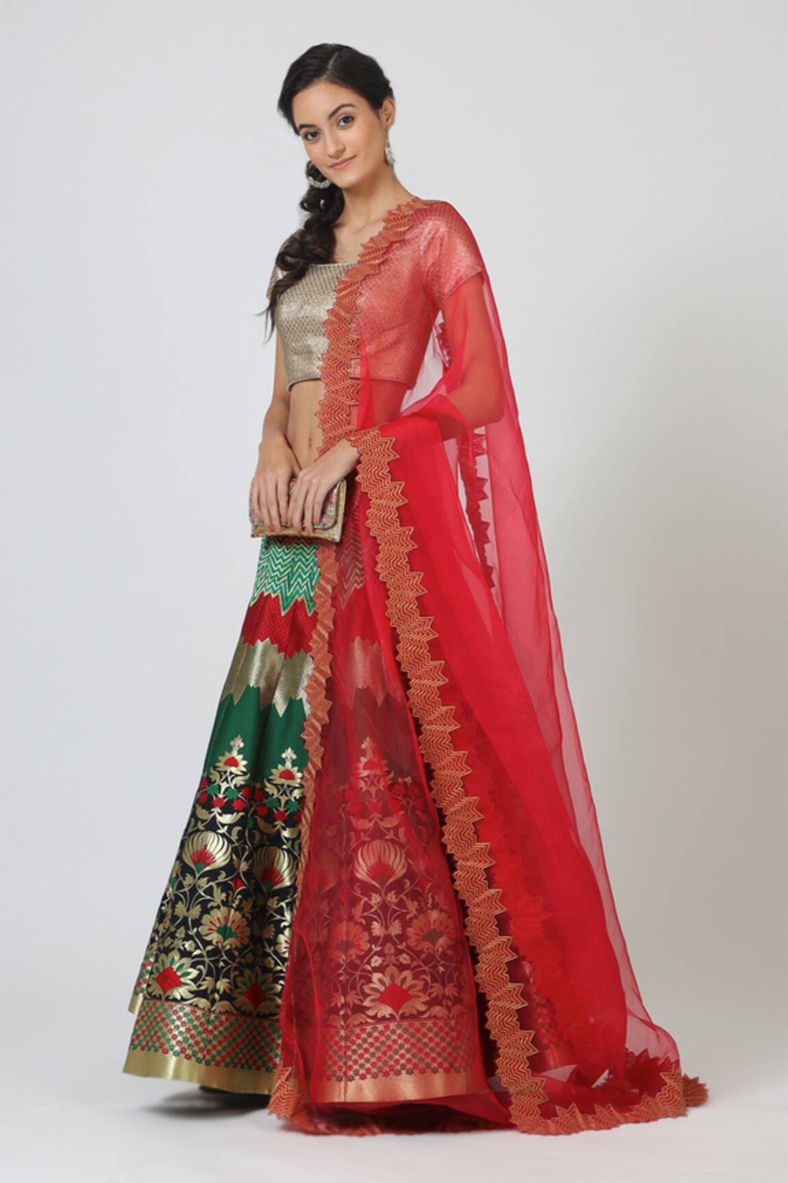 Geisha Designs Brocade Lehenga Set 