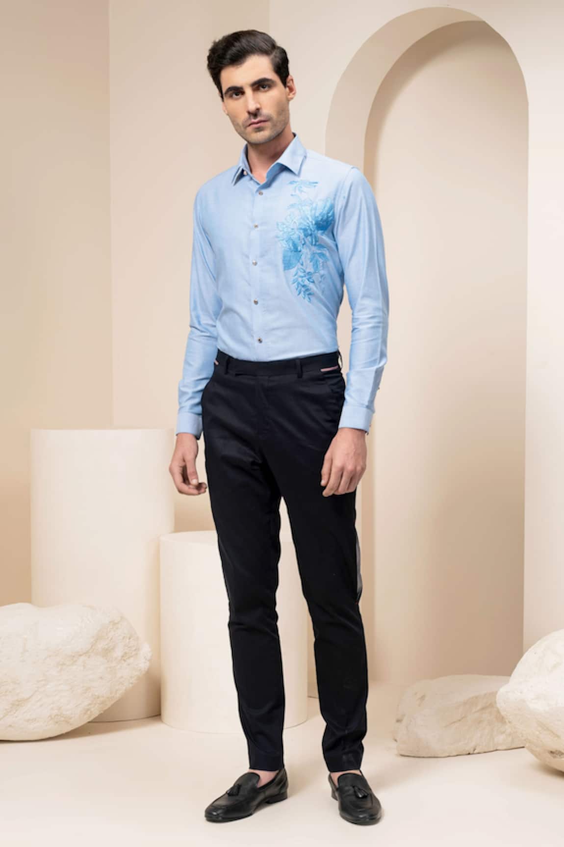 Abkasa Floral Embroidered Shirt