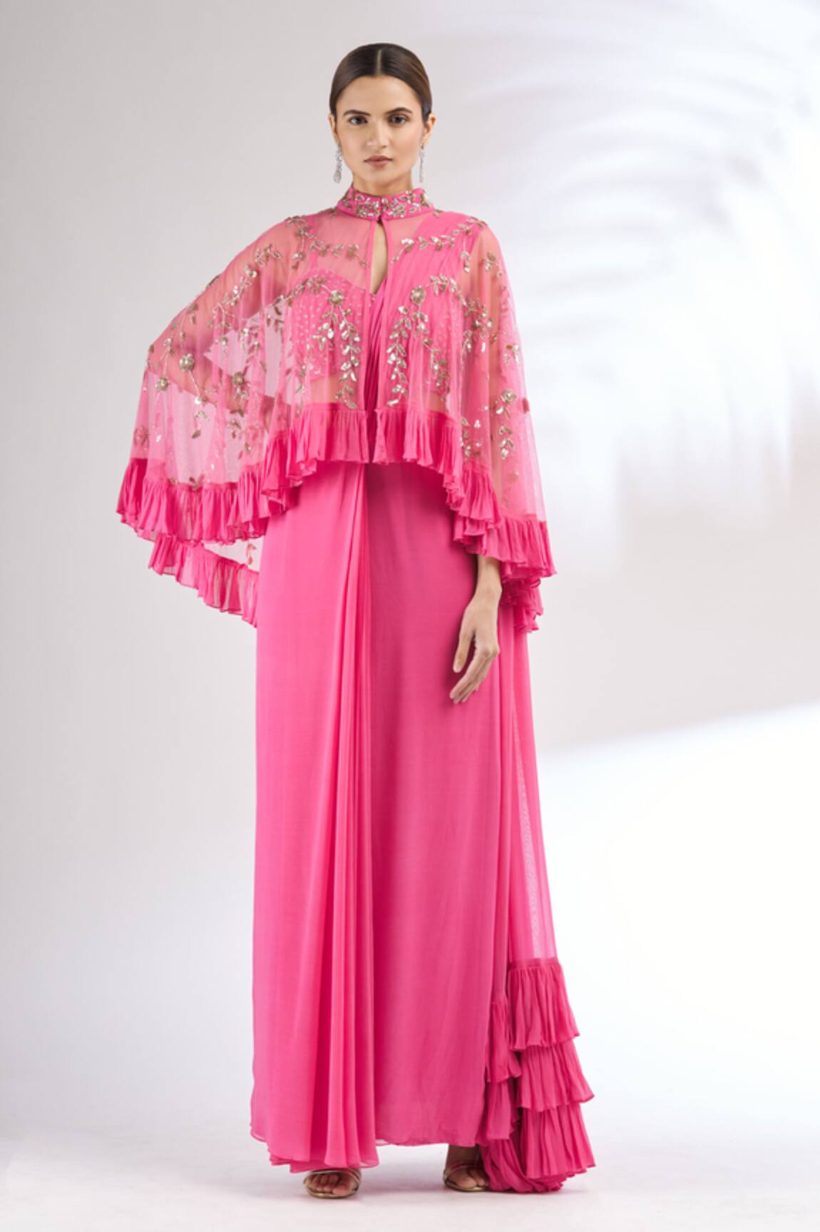 Mani Bhatia Pre-Draped Saree with Blouse & Cape