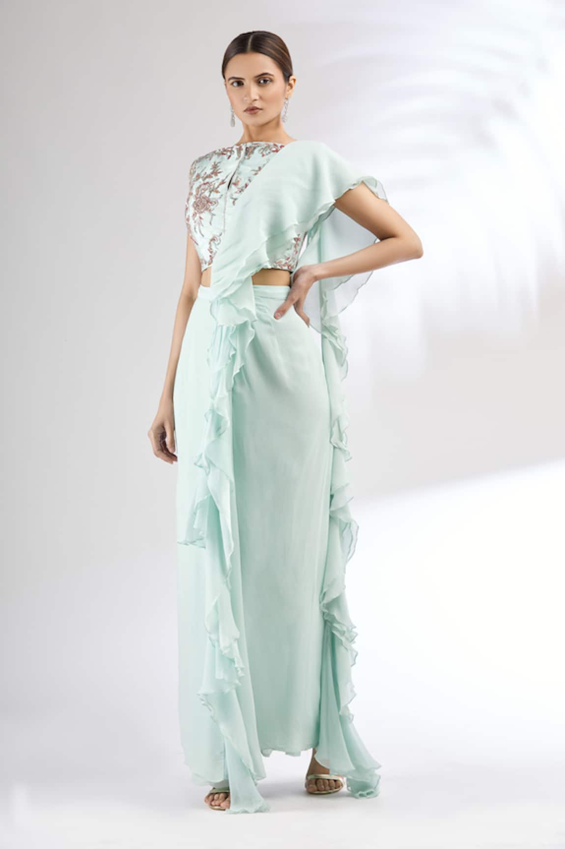 Mani Bhatia Pre-Draped Silk Saree with Blouse 
