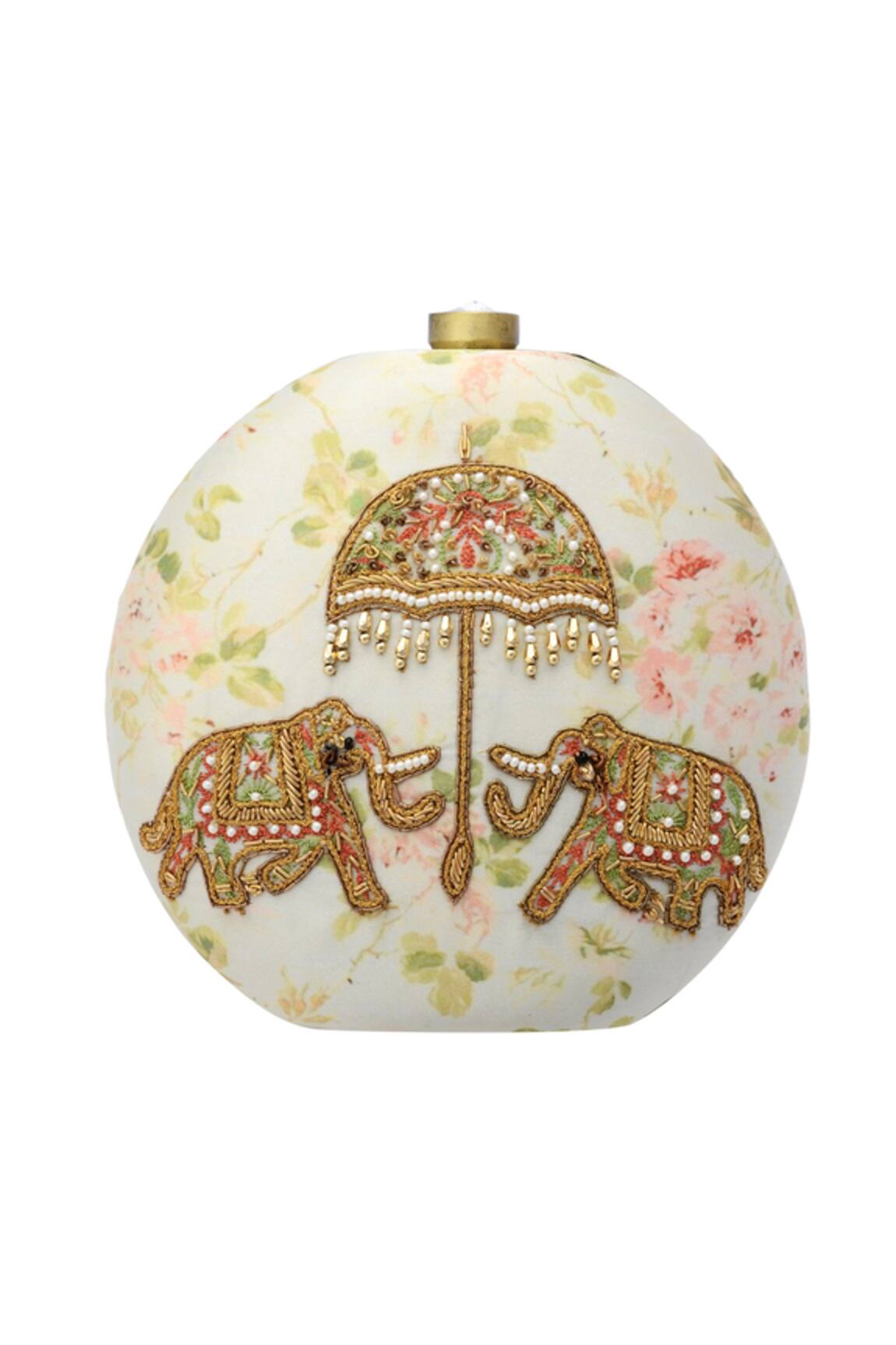 Puneet Gupta Floral Print Elephant Motif Clutch