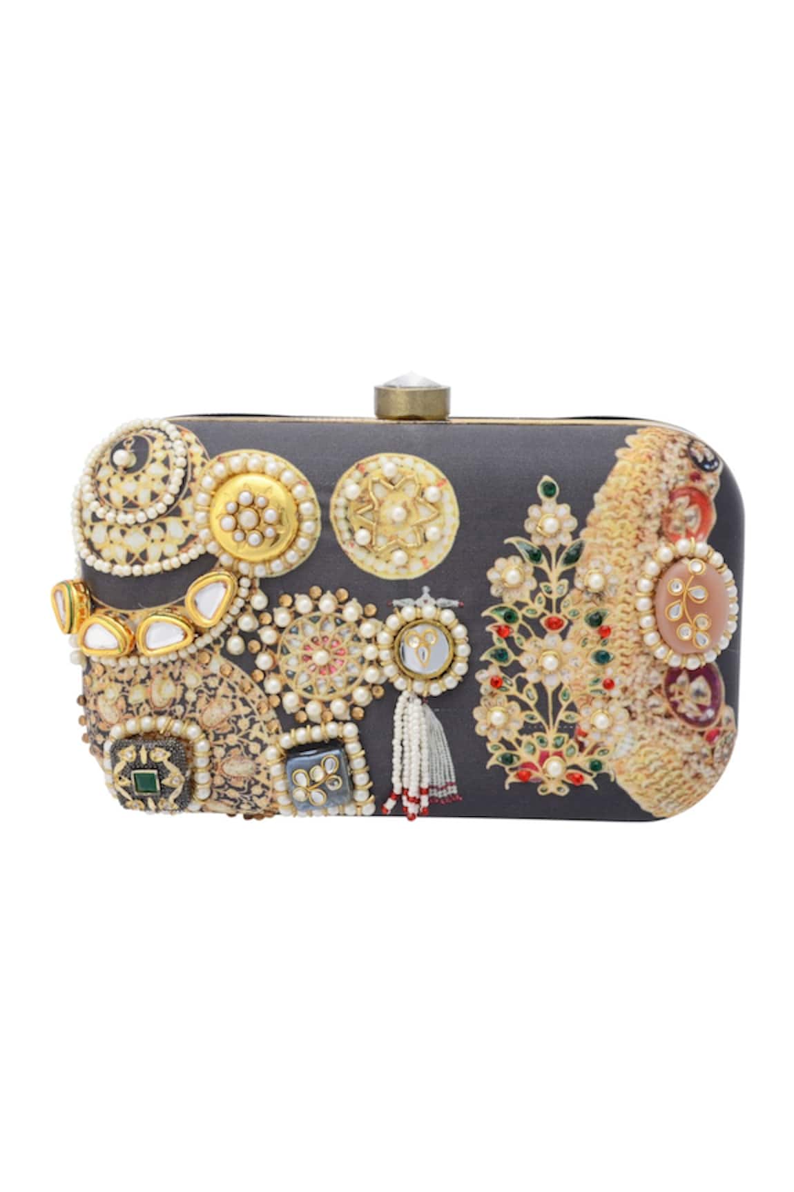 Puneet Gupta Black box clutch with pearls & beads