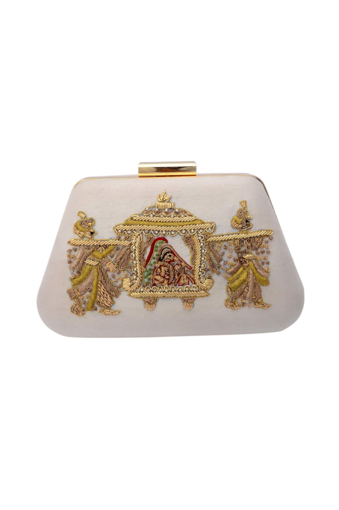 Puneet Gupta White zardozi embroidered clutch