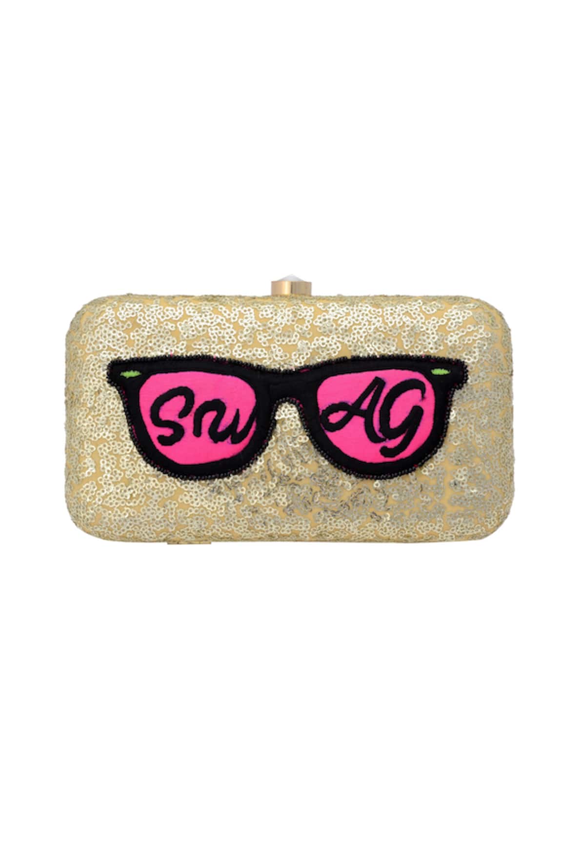Puneet Gupta Beige Sequined Box Clutch