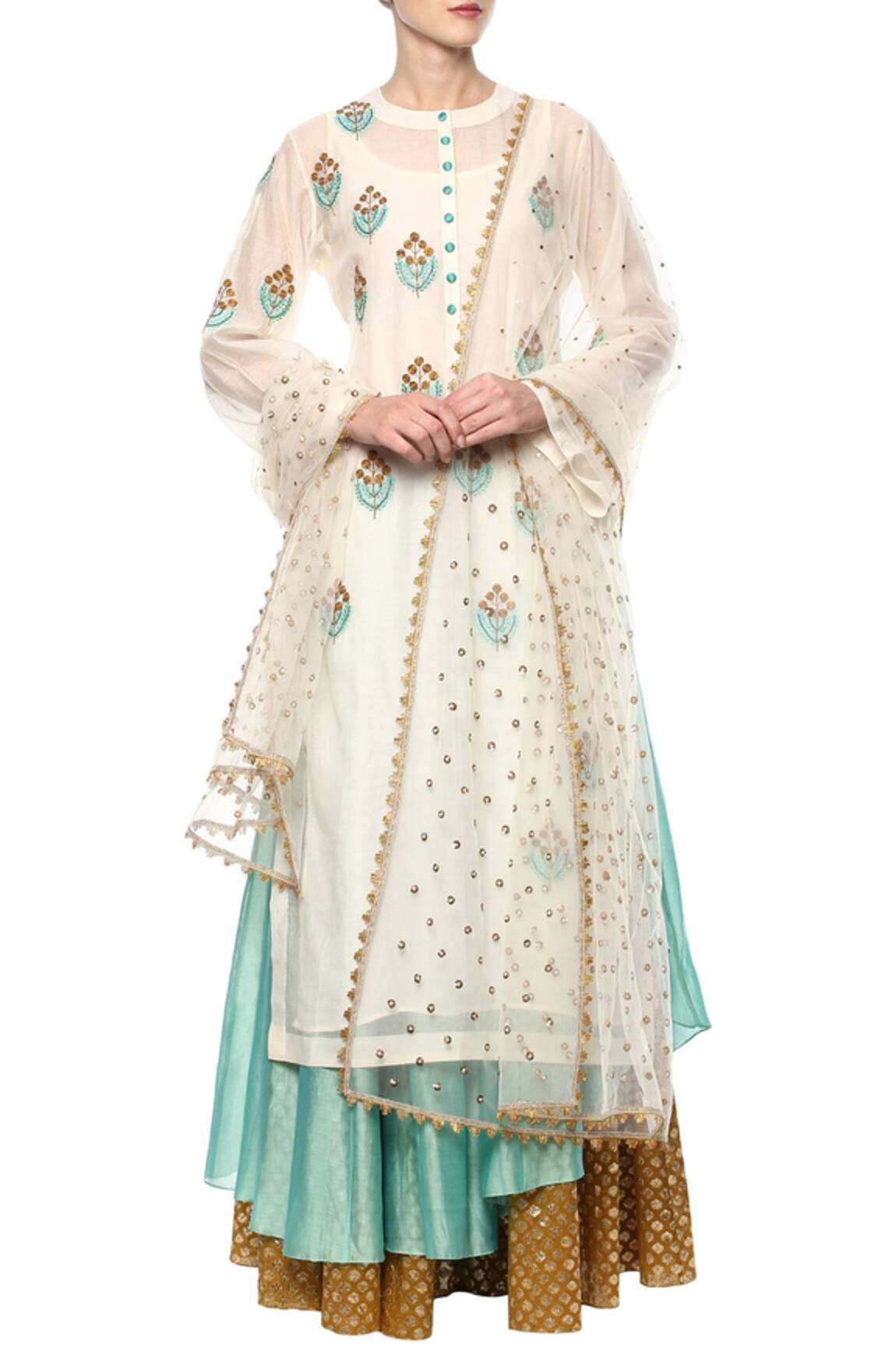 Joy Mitra Embroidered Kurta Skirt Set