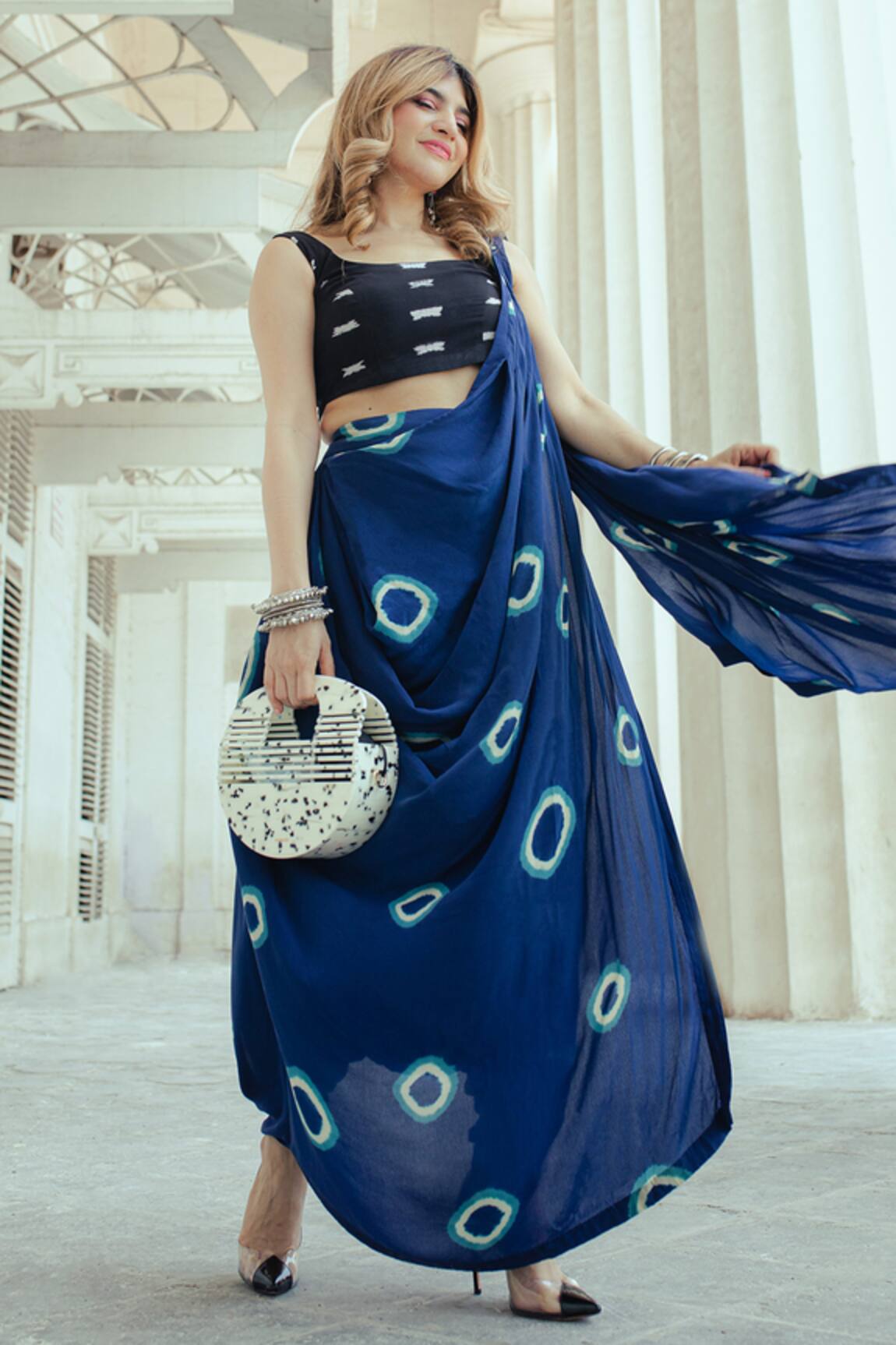 Nupur Kanoi Printed Dhoti Saree with Blouse  
