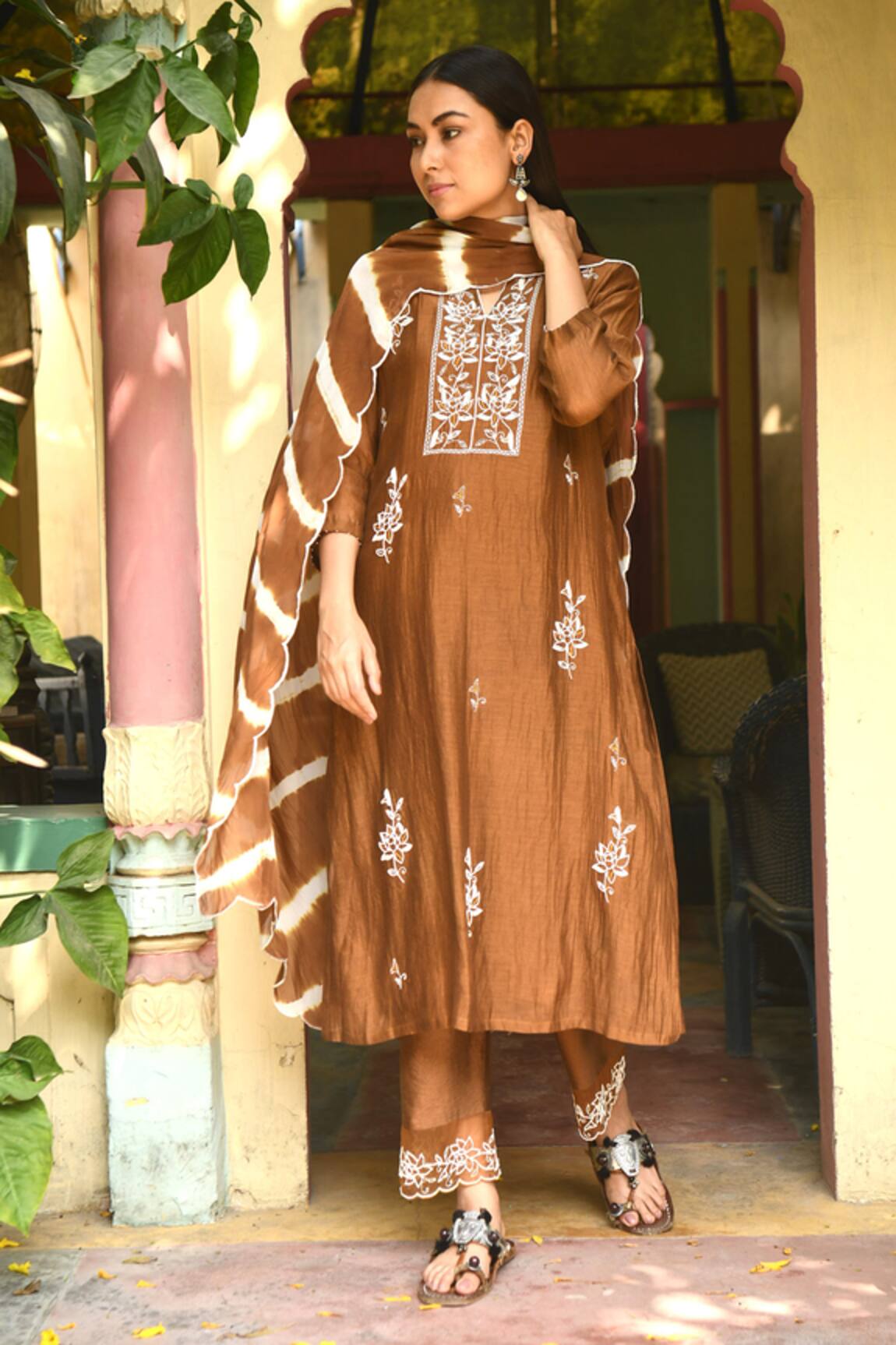 Rekha Agra Handloom Chanderi Kurta Set