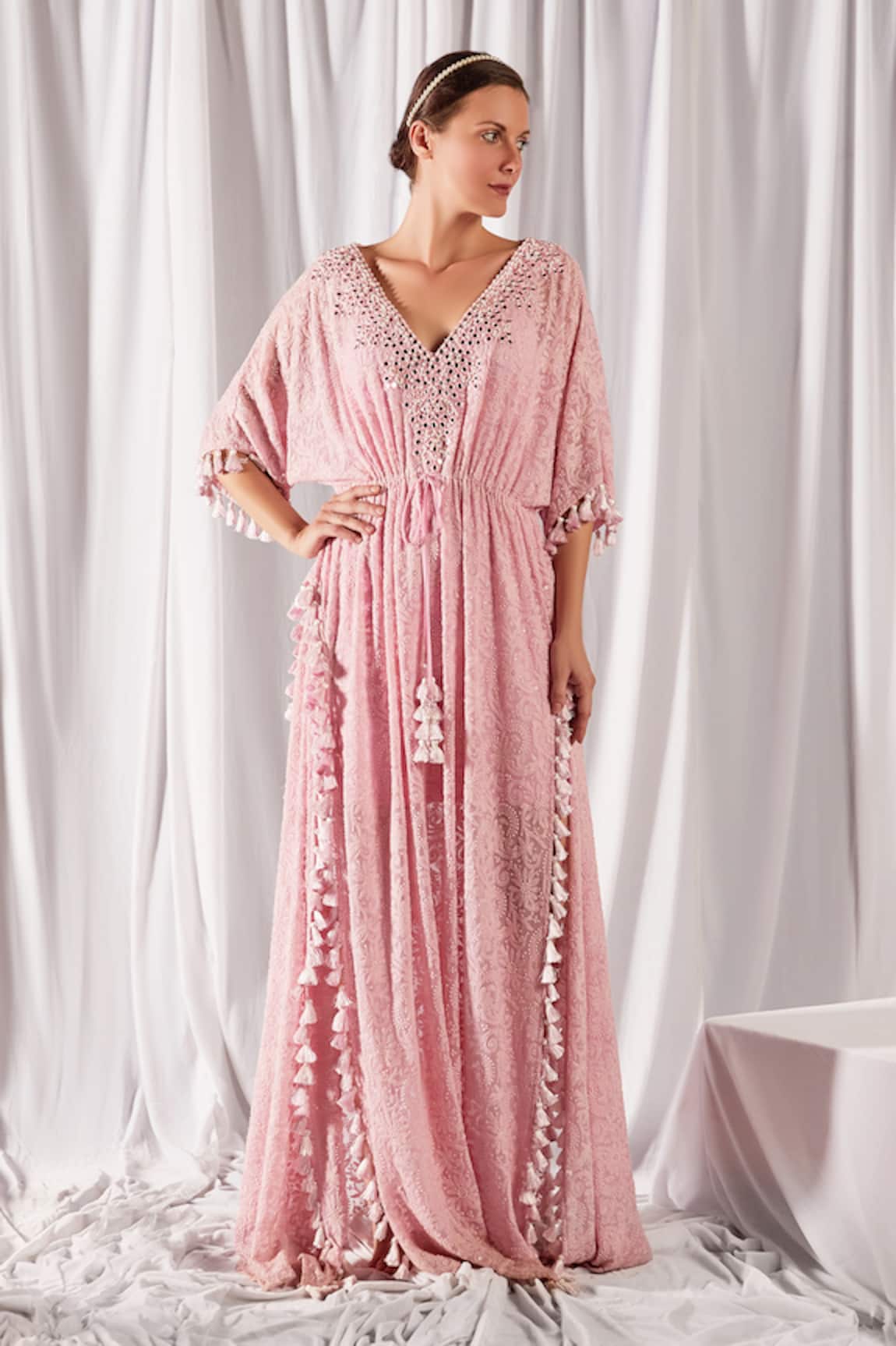 Cherie D Silk Embroidered Kaftan
