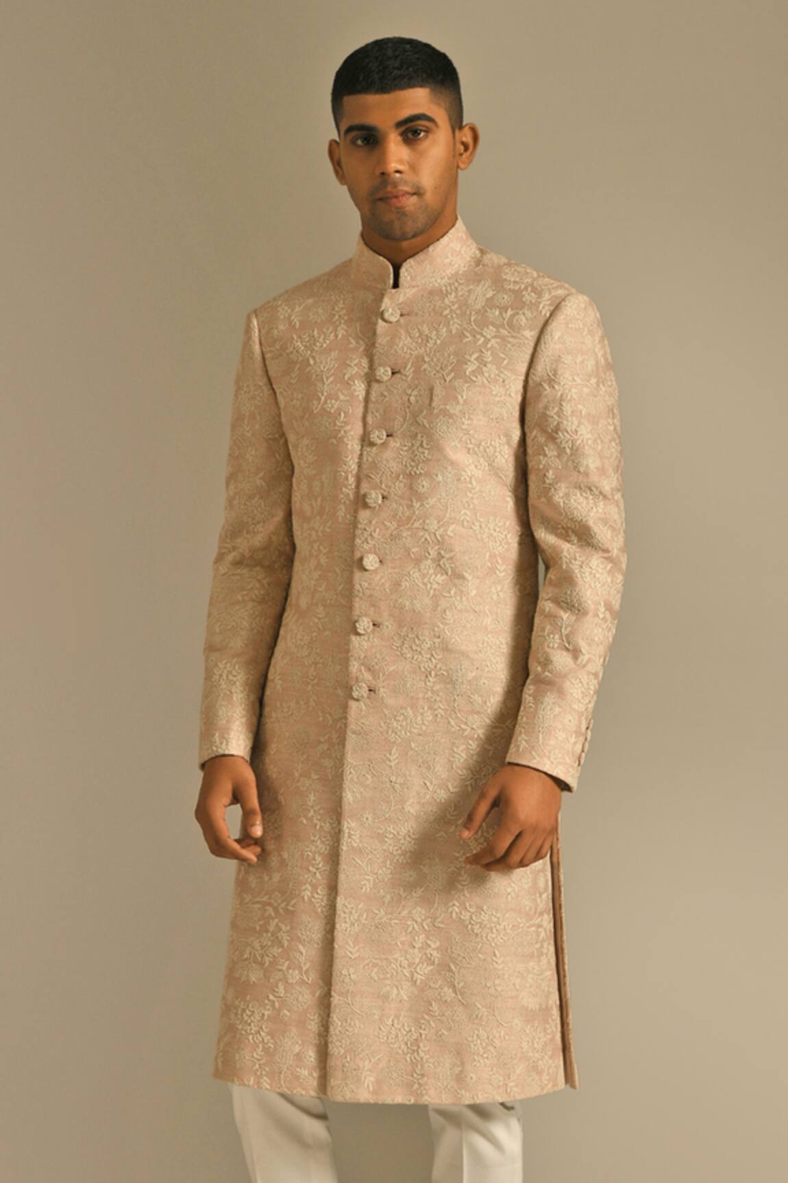 Dhruv Vaish Silk Sherwani & Pant Set