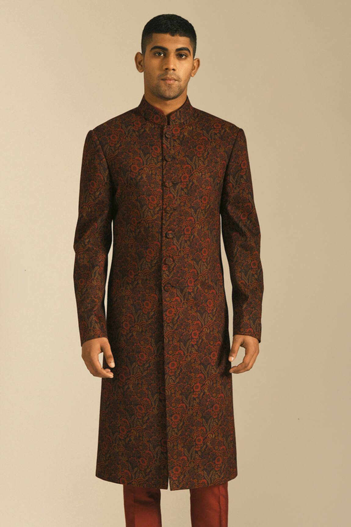 Dhruv Vaish Floral Print Sherwani & Pant Set