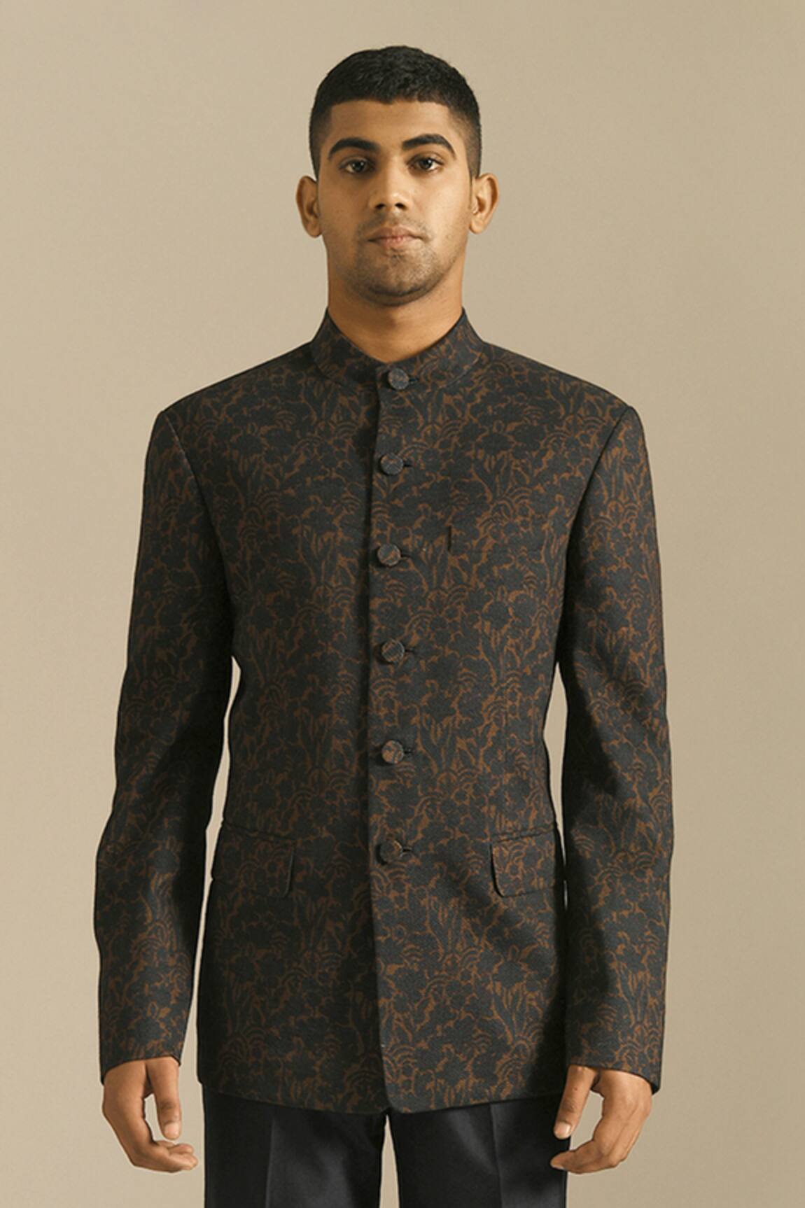 Dhruv Vaish Floral Print Bandhgala