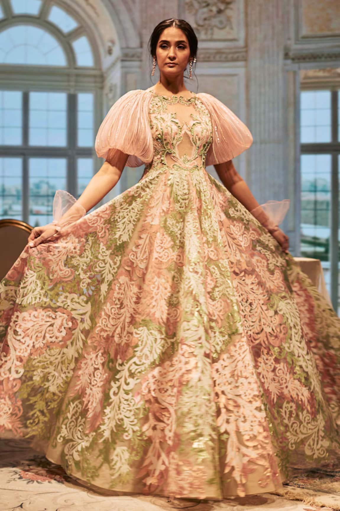 Geisha Designs Anastasia Applique Gown