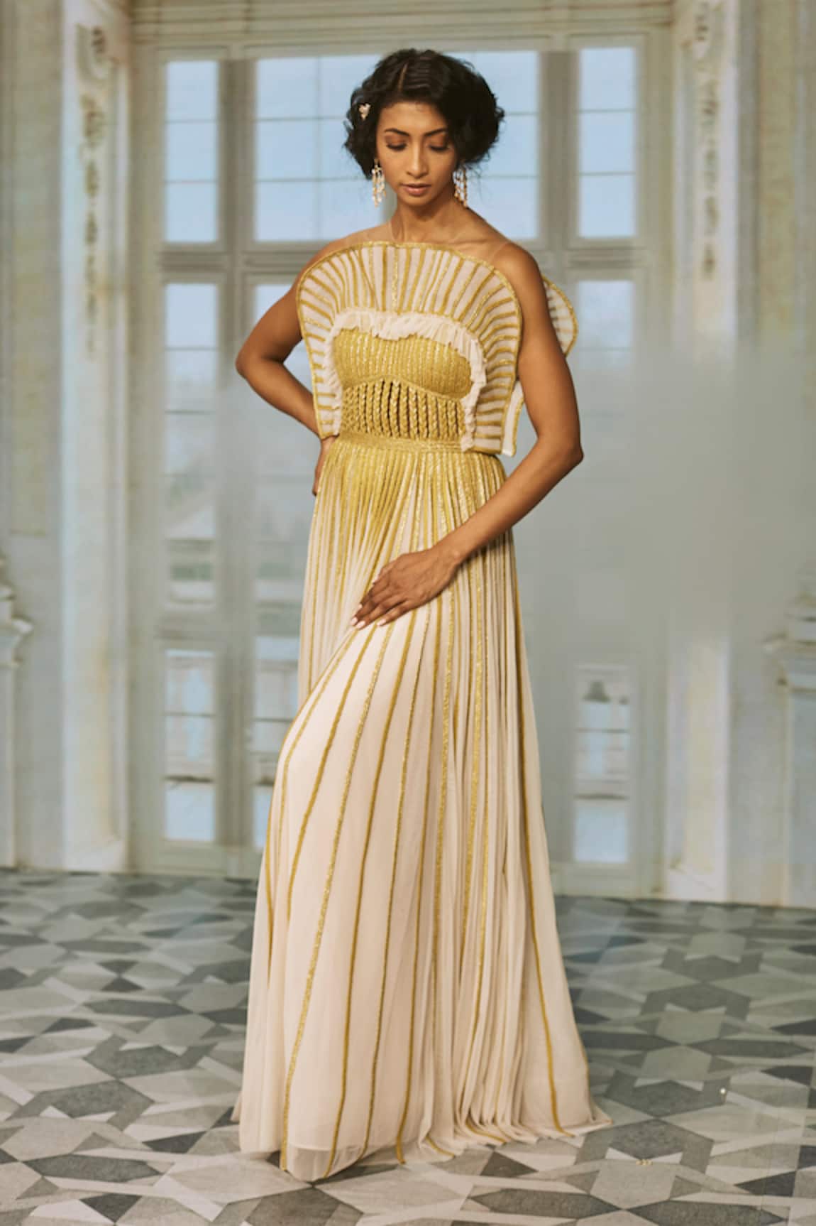 Geisha Designs Laurel Braided Flared Gown