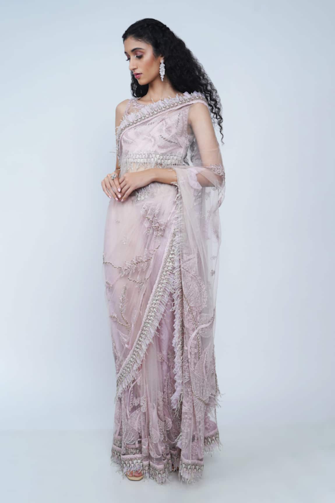 Geisha Designs Maria Embroidered Saree with Blouse