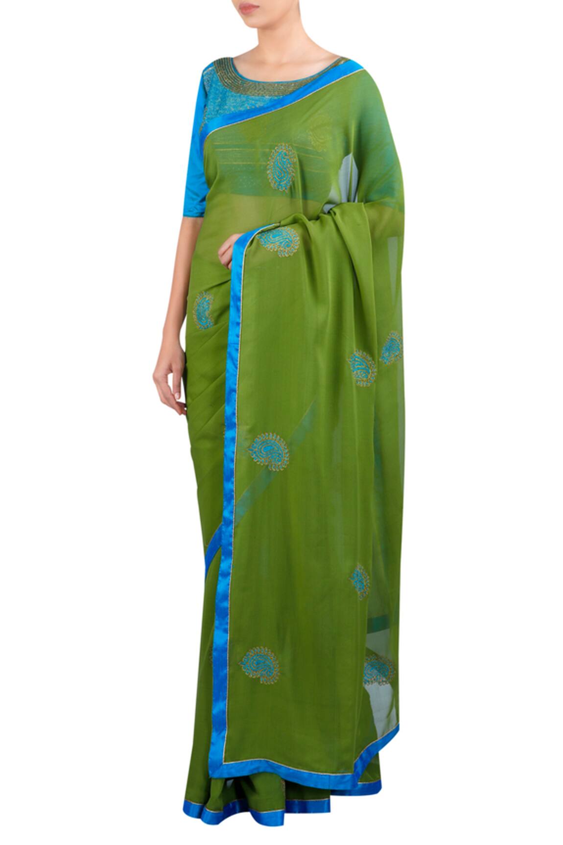 LATHA PUTTANNA Motif embroidered saree with blouse 