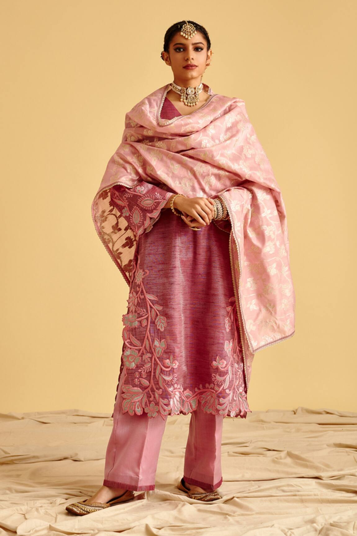 LAHARIO Brocade Embroidered Kurta Set