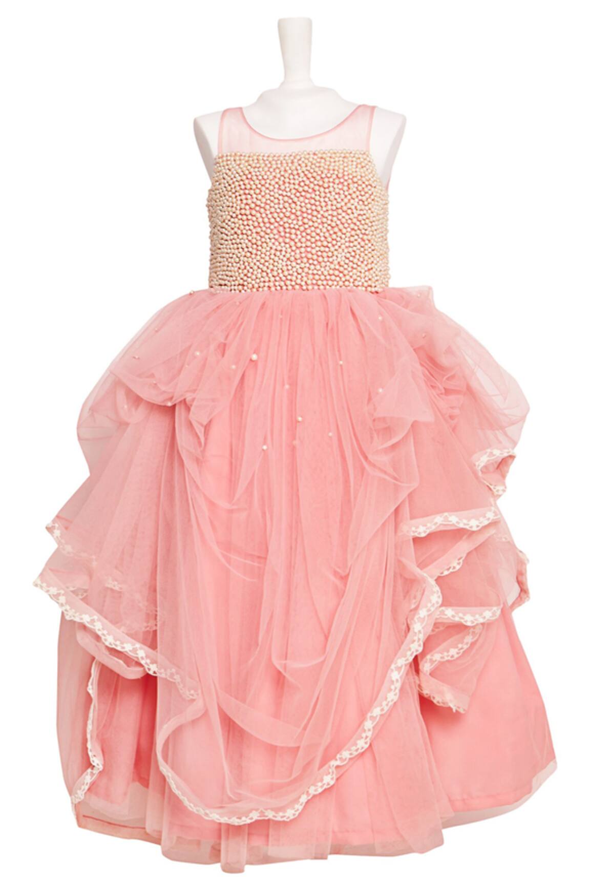 Pinkcow designs pvt ltd Pearl Embroidered Draped Gown