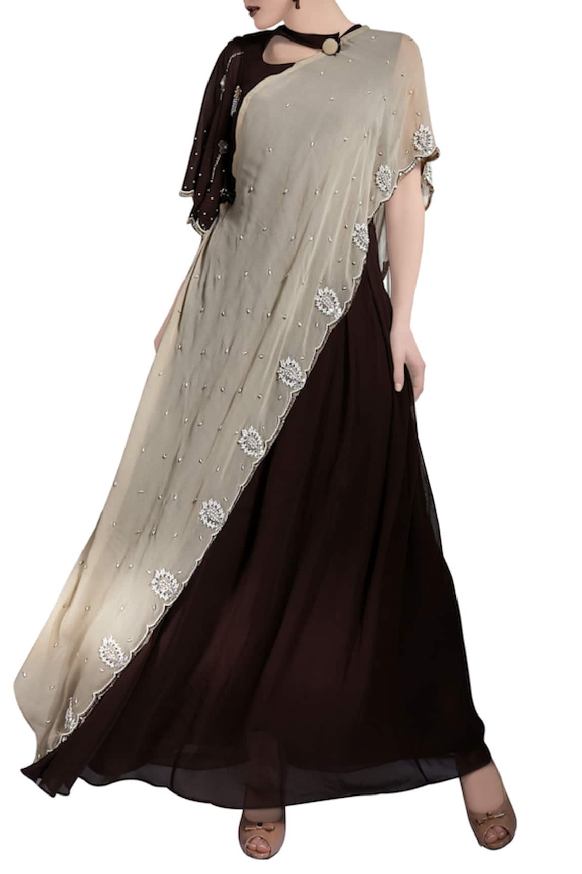 Nidzign Couture Georgette Silk Saree Gown