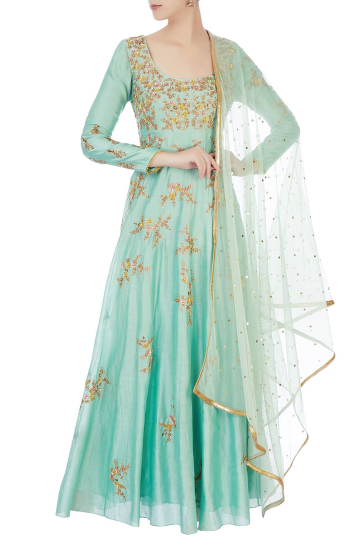 Joy Mitra Chanderi Anarkali with Dupatta
