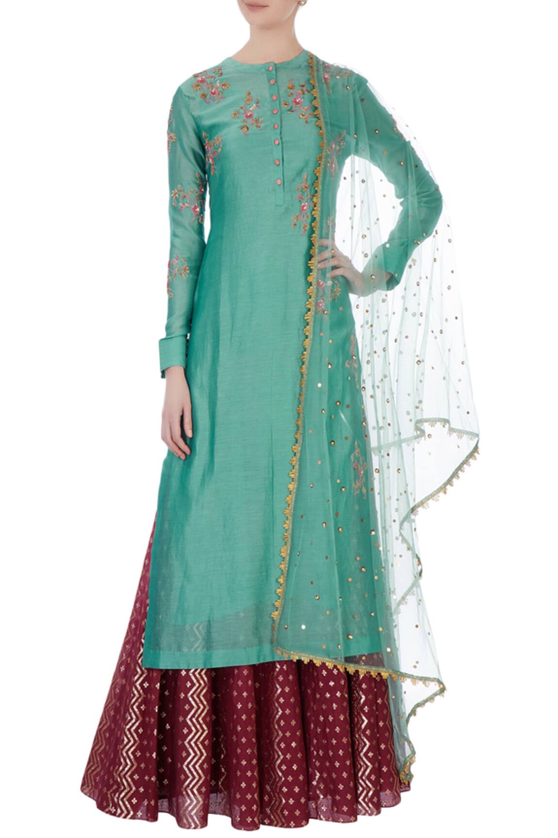 Joy Mitra Chanderi Kurta & Lehenga Set