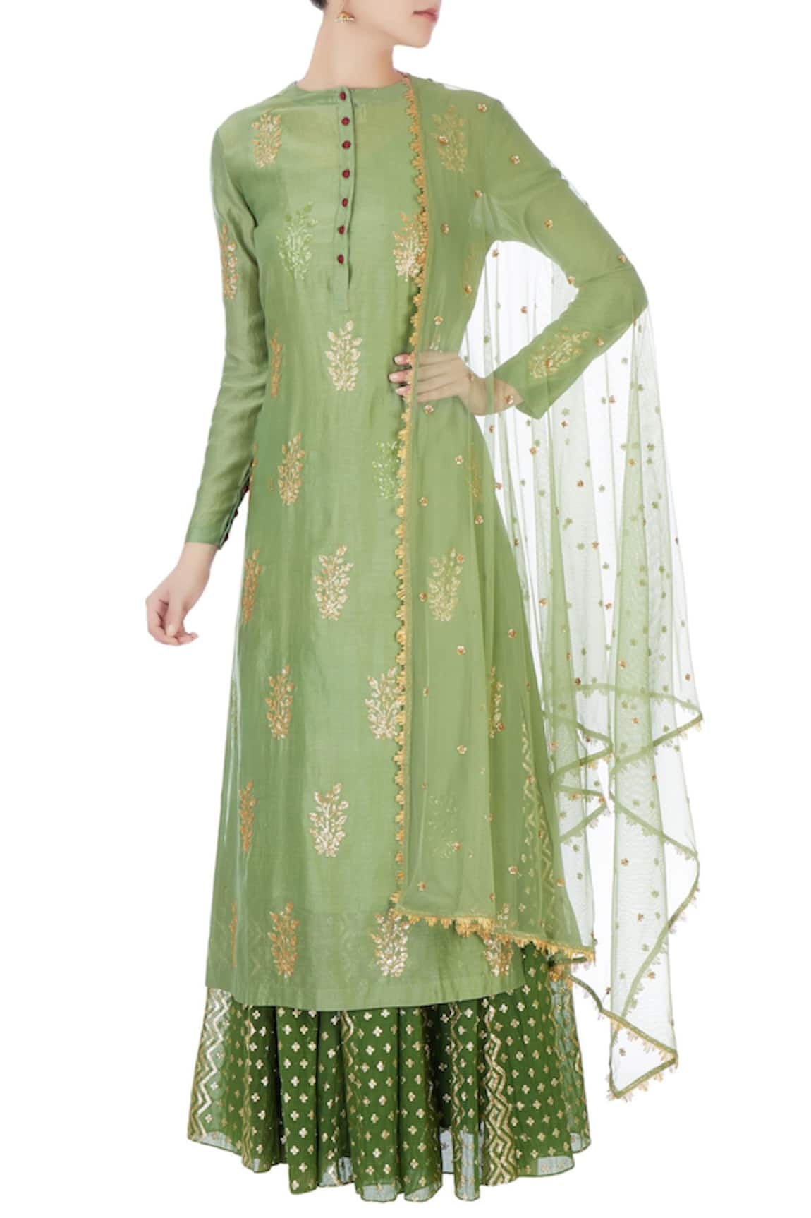 Joy Mitra Chanderi Kurta & Lehenga Set 