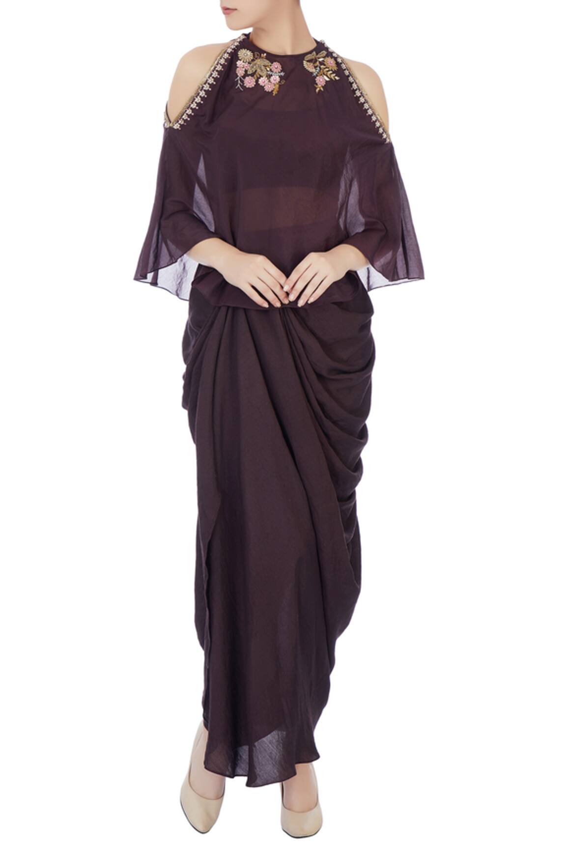 Joy Mitra Chanderi Cape & Draped Skirt Set