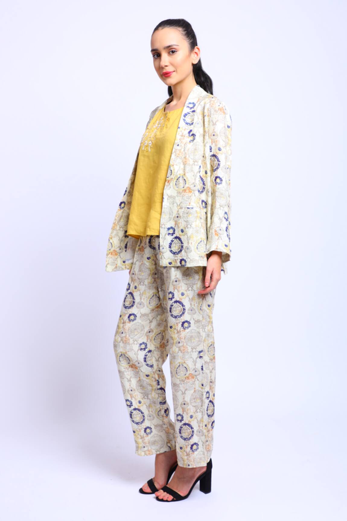 Linen Bloom Linen Oriental Print Pant 