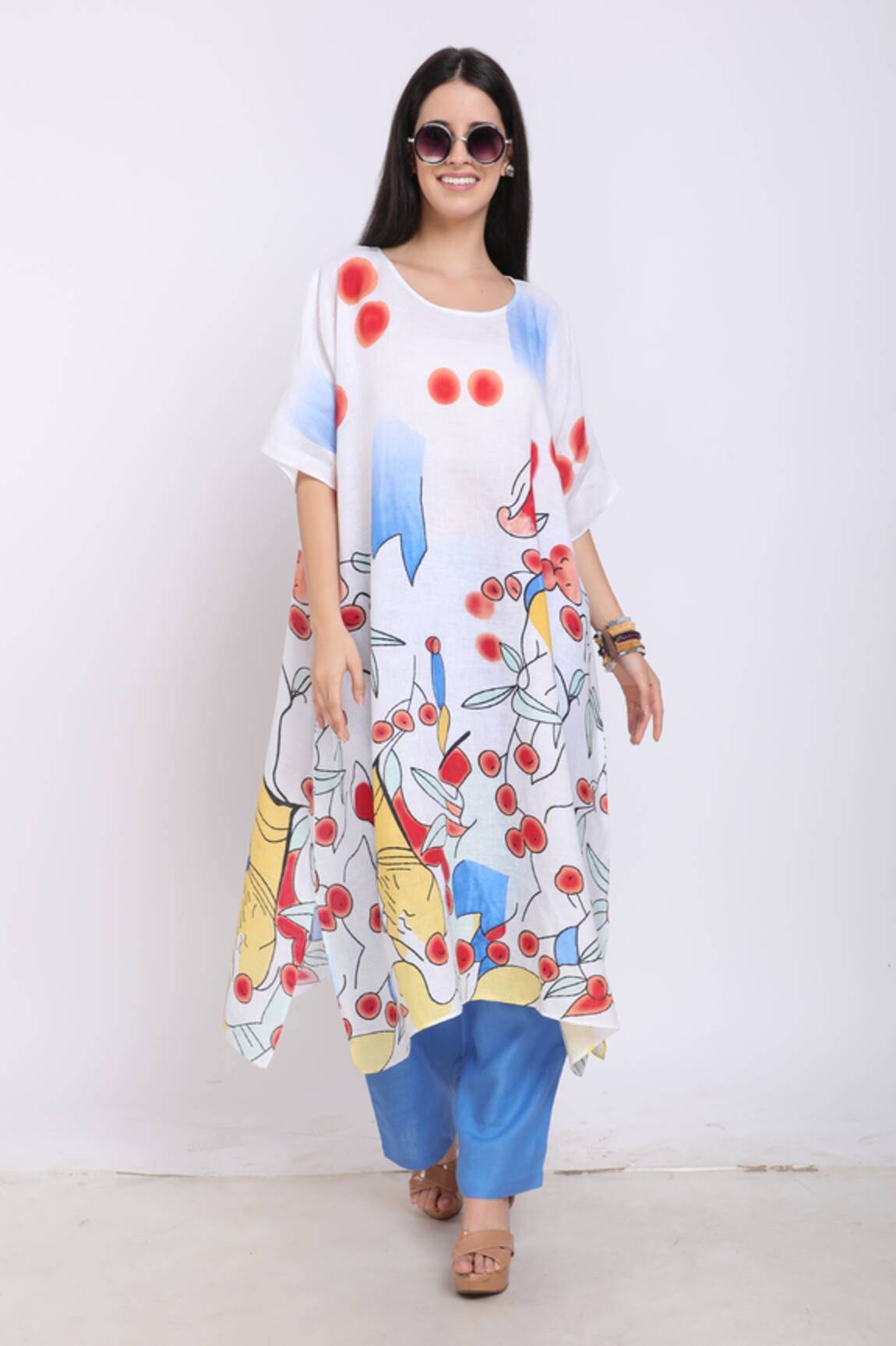 Linen Bloom Linen Kandinsky Print Kaftan 