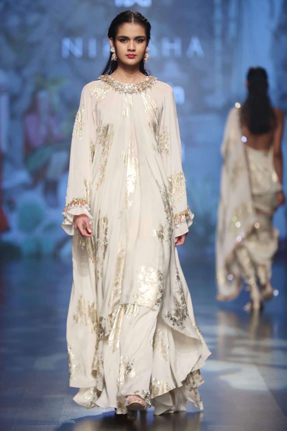 Nikasha Foil Print Tunic & Skirt Set 