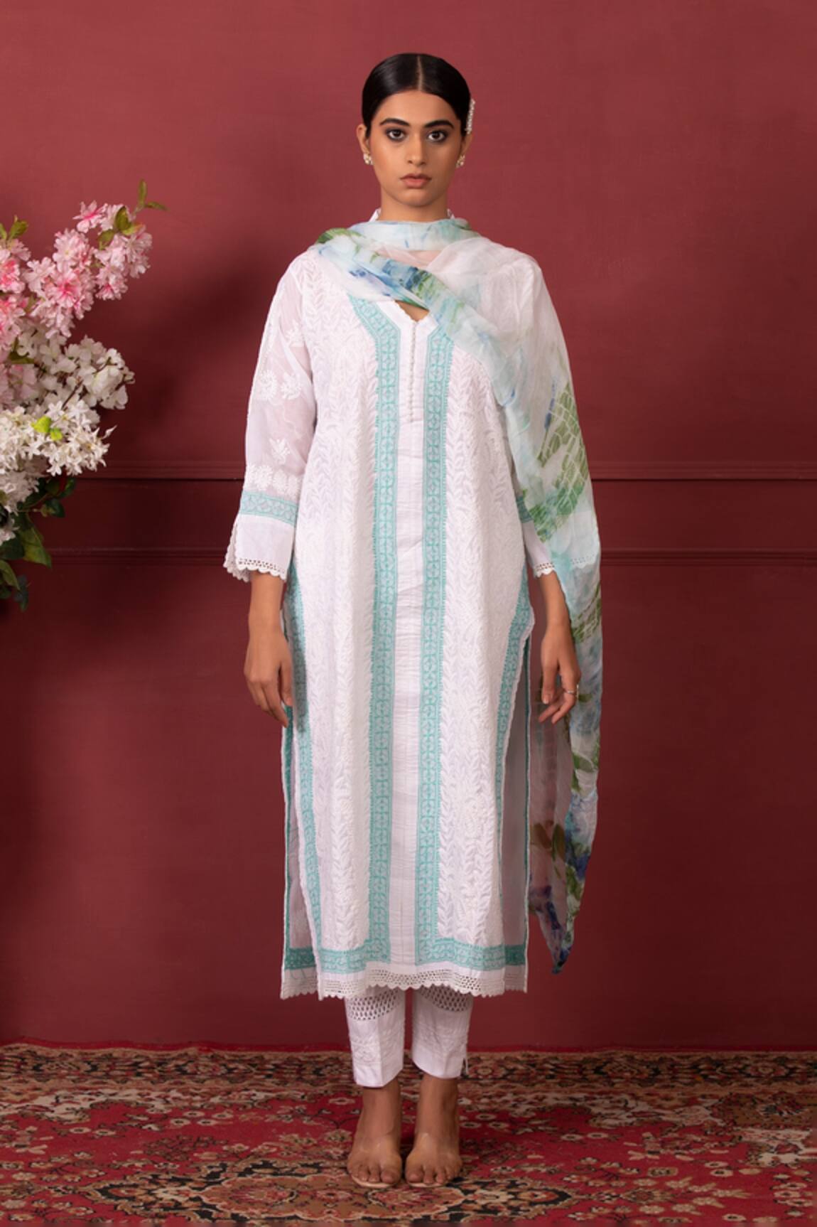 Ruh Clothing Hand Embroidered Chikankari Kurta Set