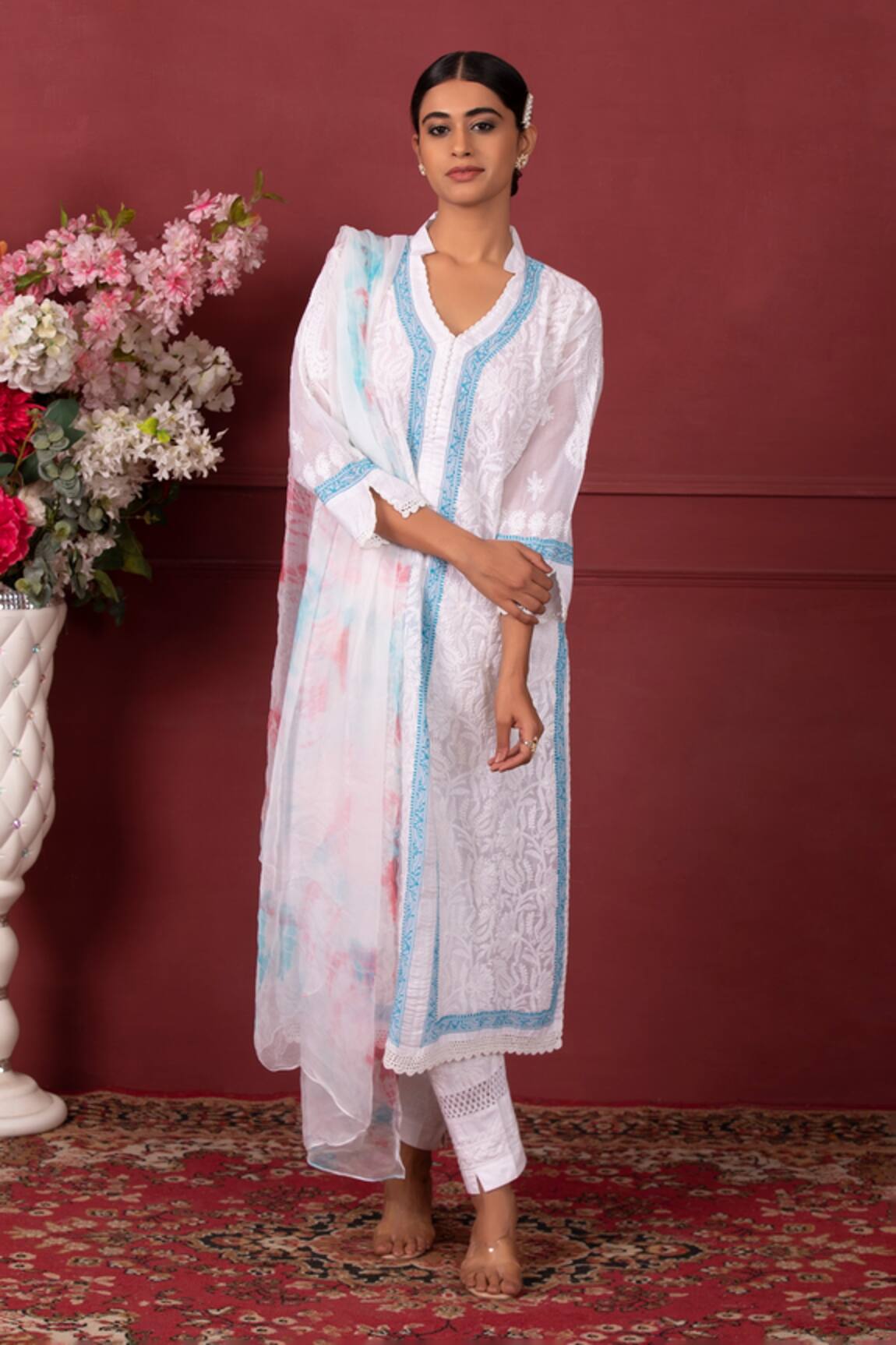 Ruh Clothing Floral Chikankari Kurta Set