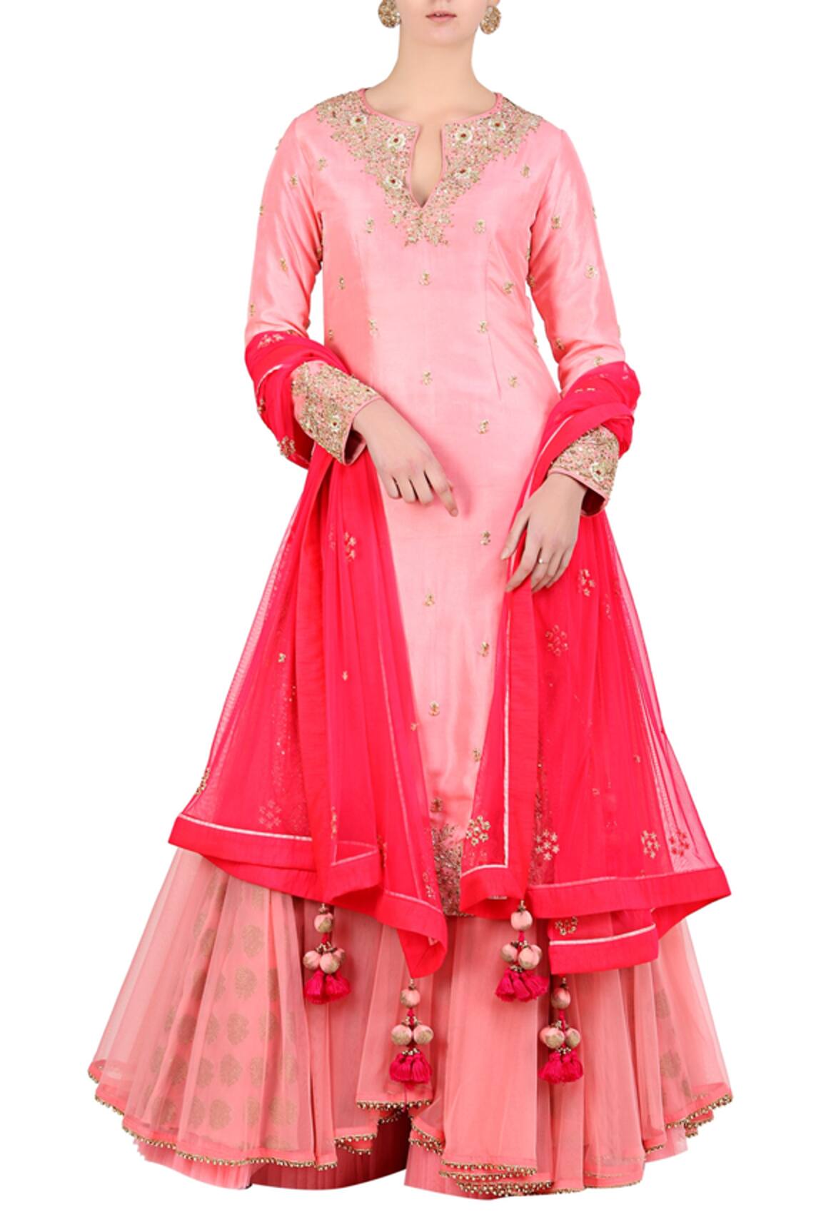 Nikasha Layered Lehenga & Silk Kurta Set 