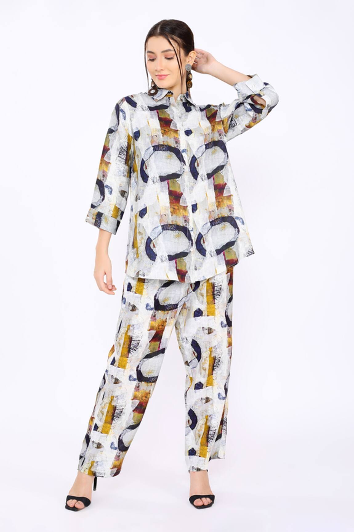 Linen Bloom Linen Oval Print Shirt