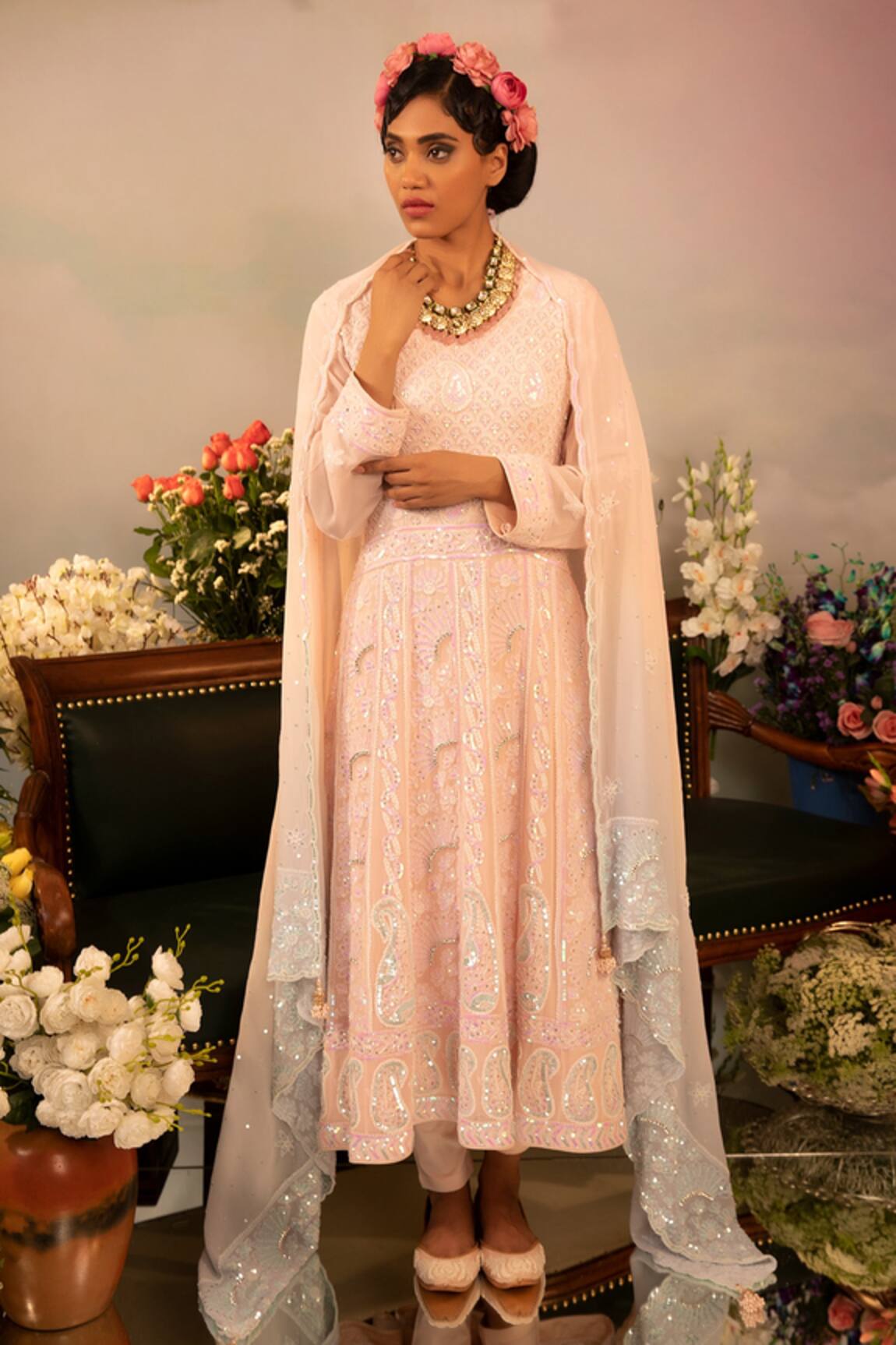 Ruh Clothing Chikankari Embroidered Anarkali Set