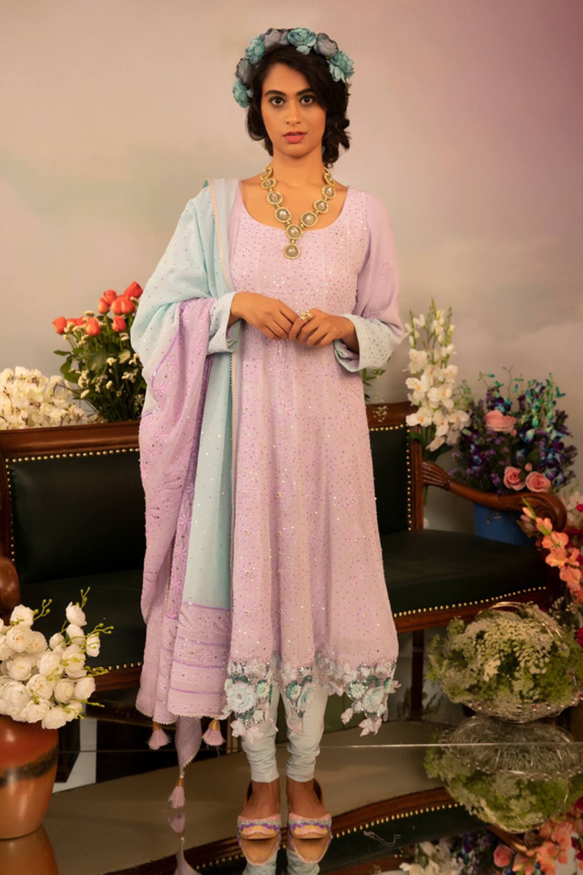 Ruh Clothing Chikankari Embroidered Anarkali Set