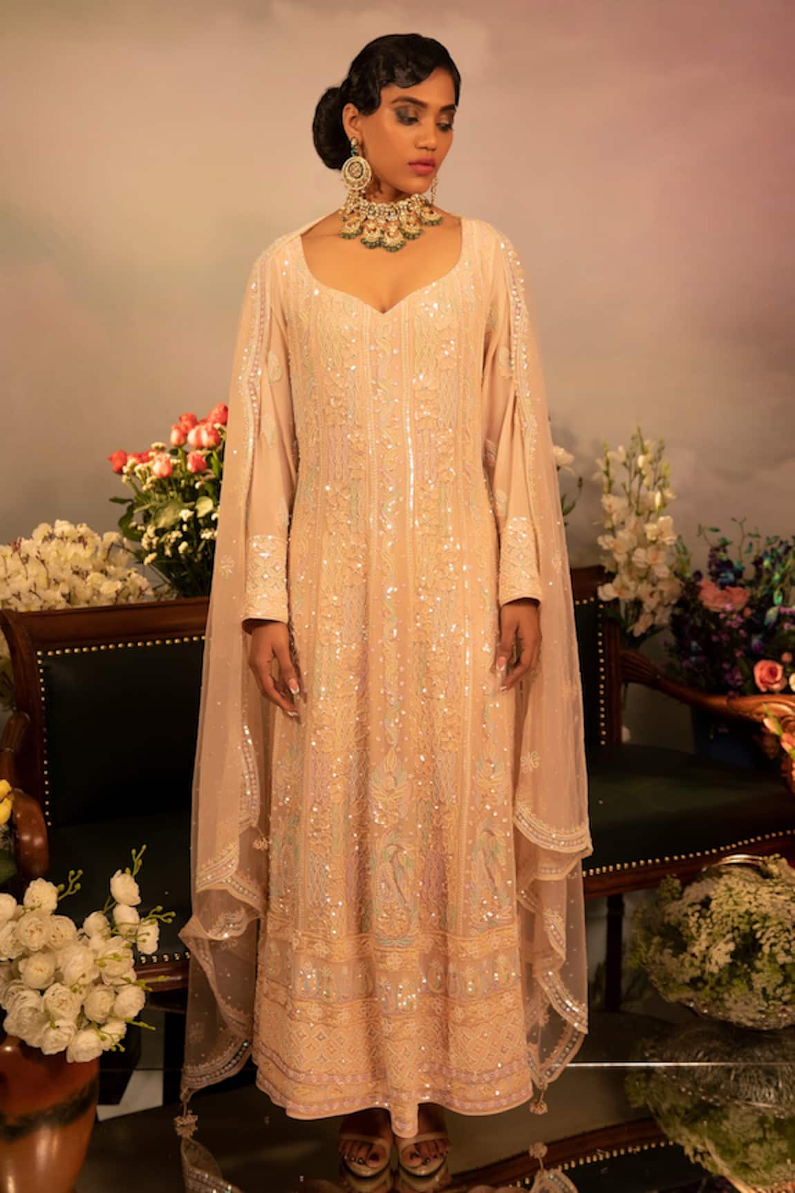 Ruh Clothing Chikankari Embroidered Anarkali Set