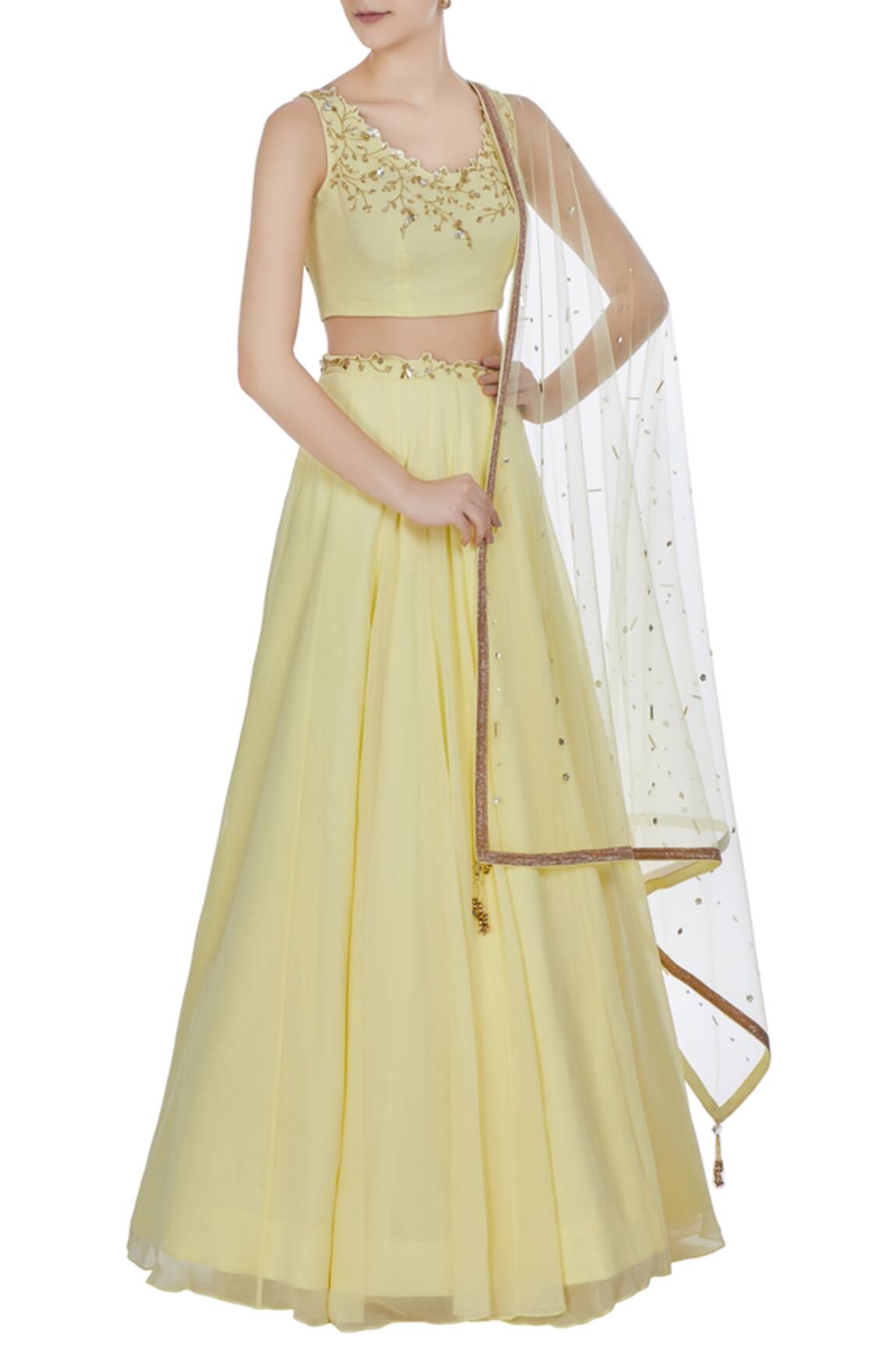 Pooja Peshoria Sequin & cutdana hand embroidered lehenga set